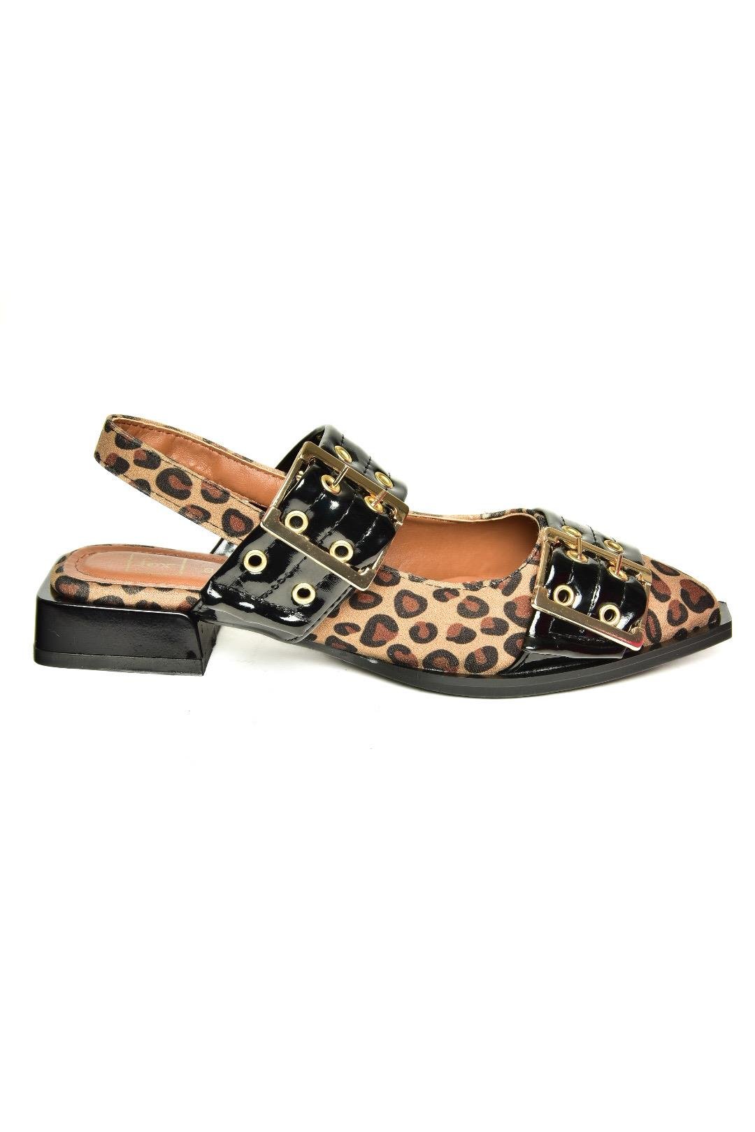 U518600102 Leopar Alçak Topuklu Kadın Ayakkabı