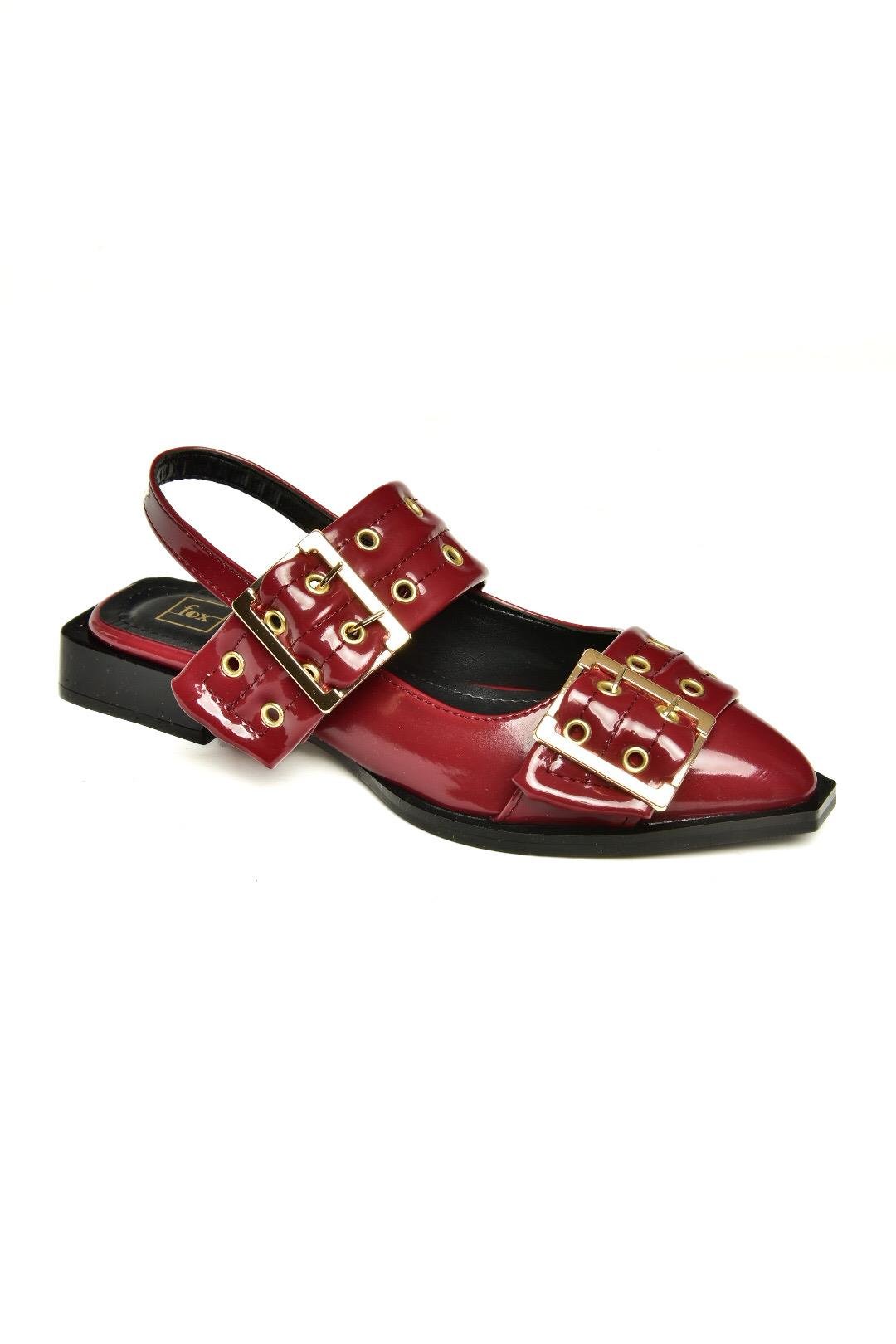 U518600108 Bordo Rugan Alçak Topuklu Kadın Ayakkabı