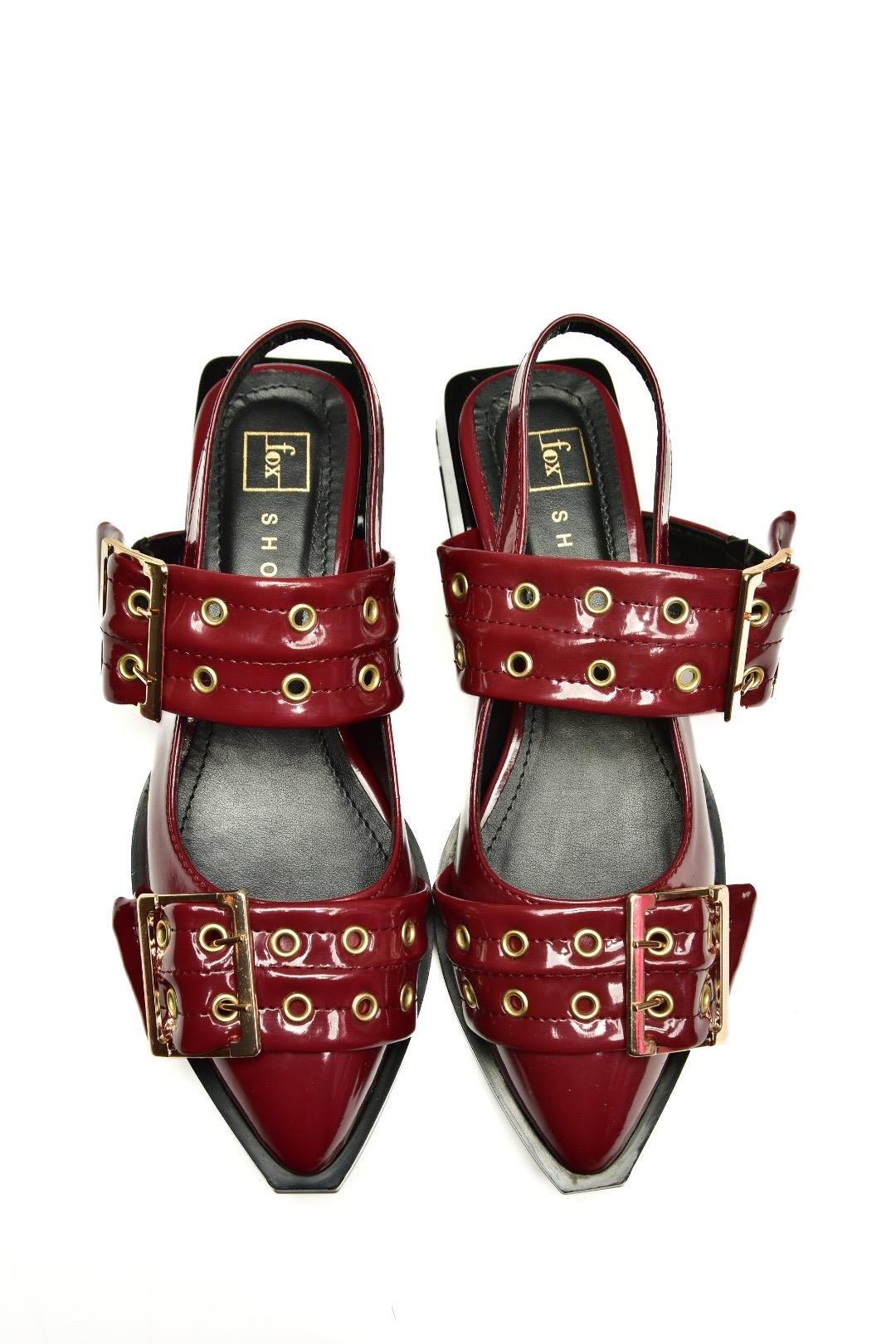 U518600108 Bordo Rugan Alçak Topuklu Kadın Ayakkabı