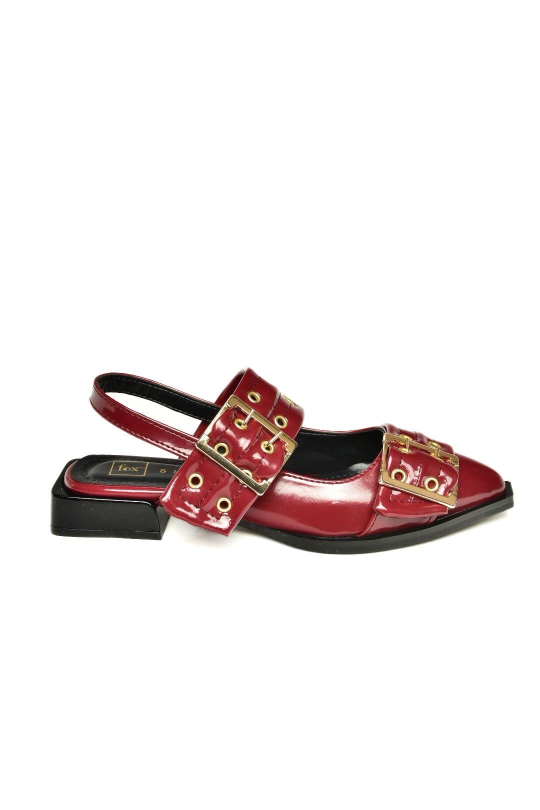 U518600108 Bordo Rugan Alçak Topuklu Kadın Ayakkabı