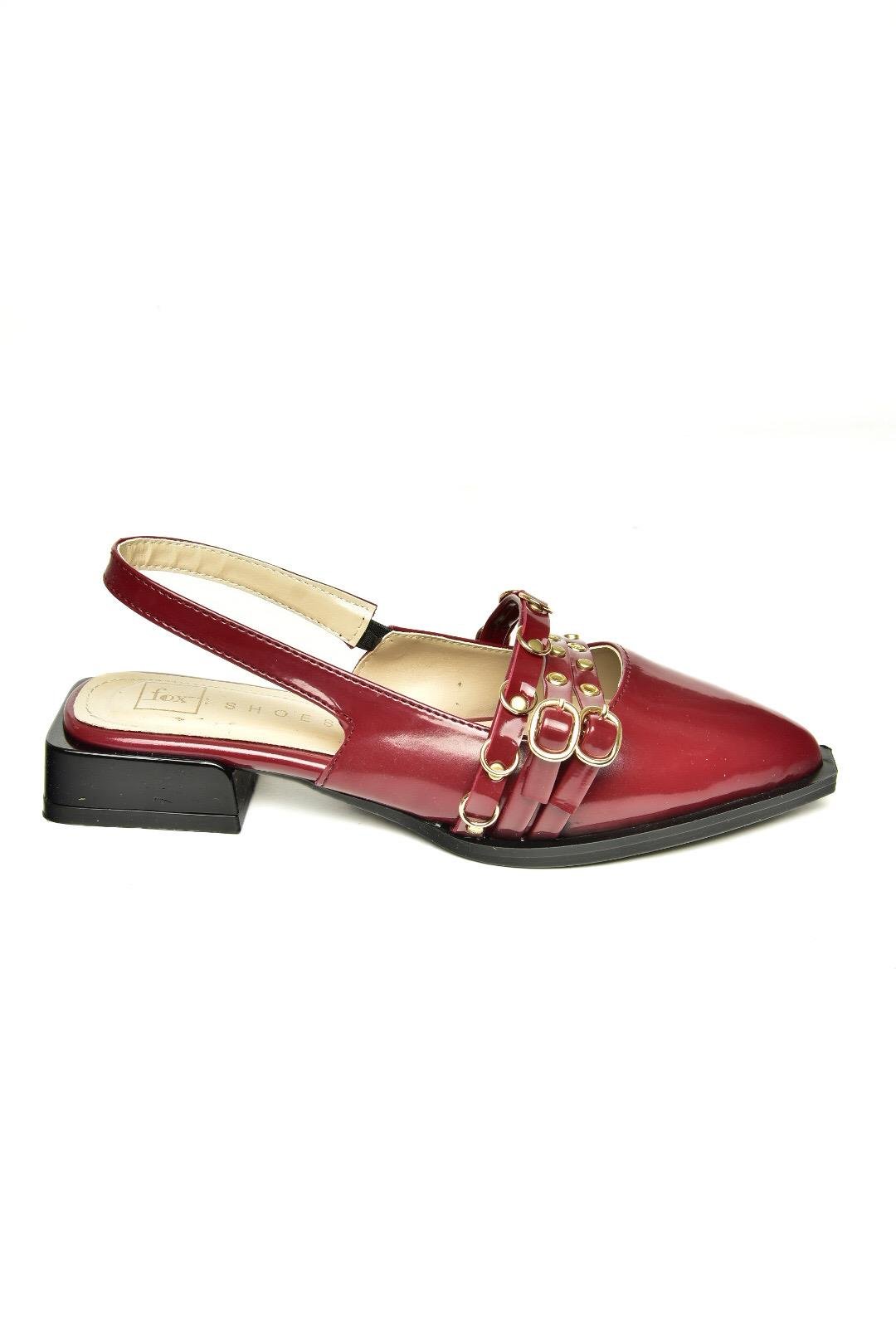 U518700508 Bordo Rugan Alçak Topuklu Kadın Ayakkabı
