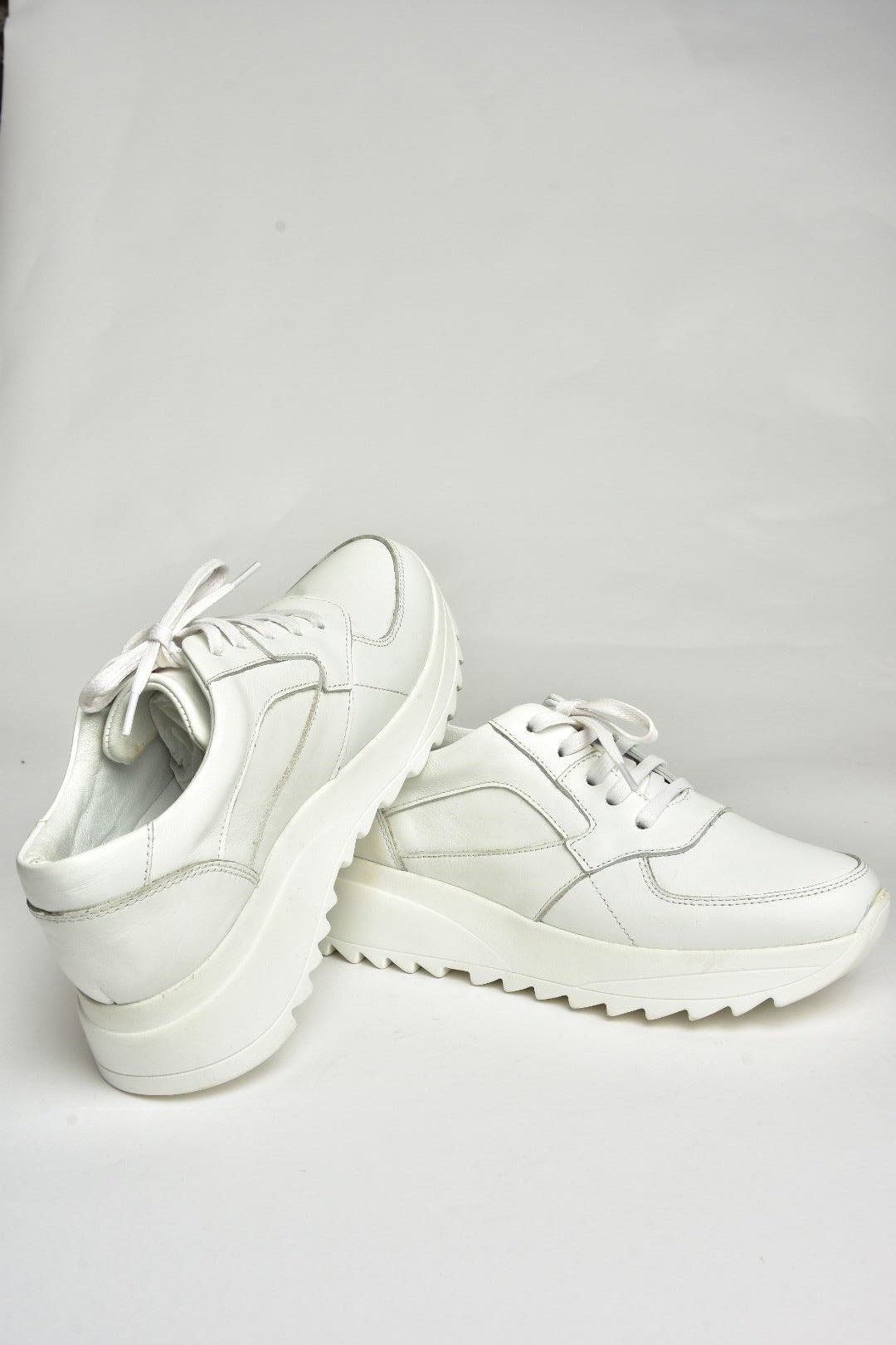 U540709003 Beyaz Hakiki Deri Spor Ayakkabı Sneakers