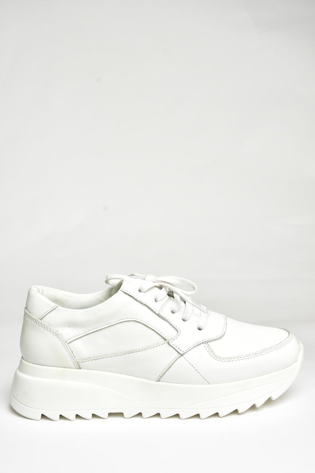 U540709003 Beyaz Hakiki Deri Spor Ayakkabı Sneakers