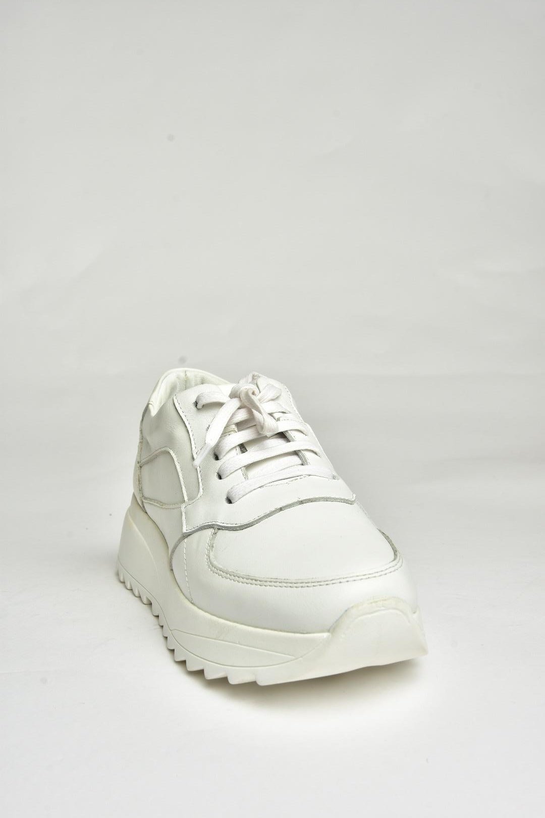 U540709003 Beyaz Hakiki Deri Spor Ayakkabı Sneakers