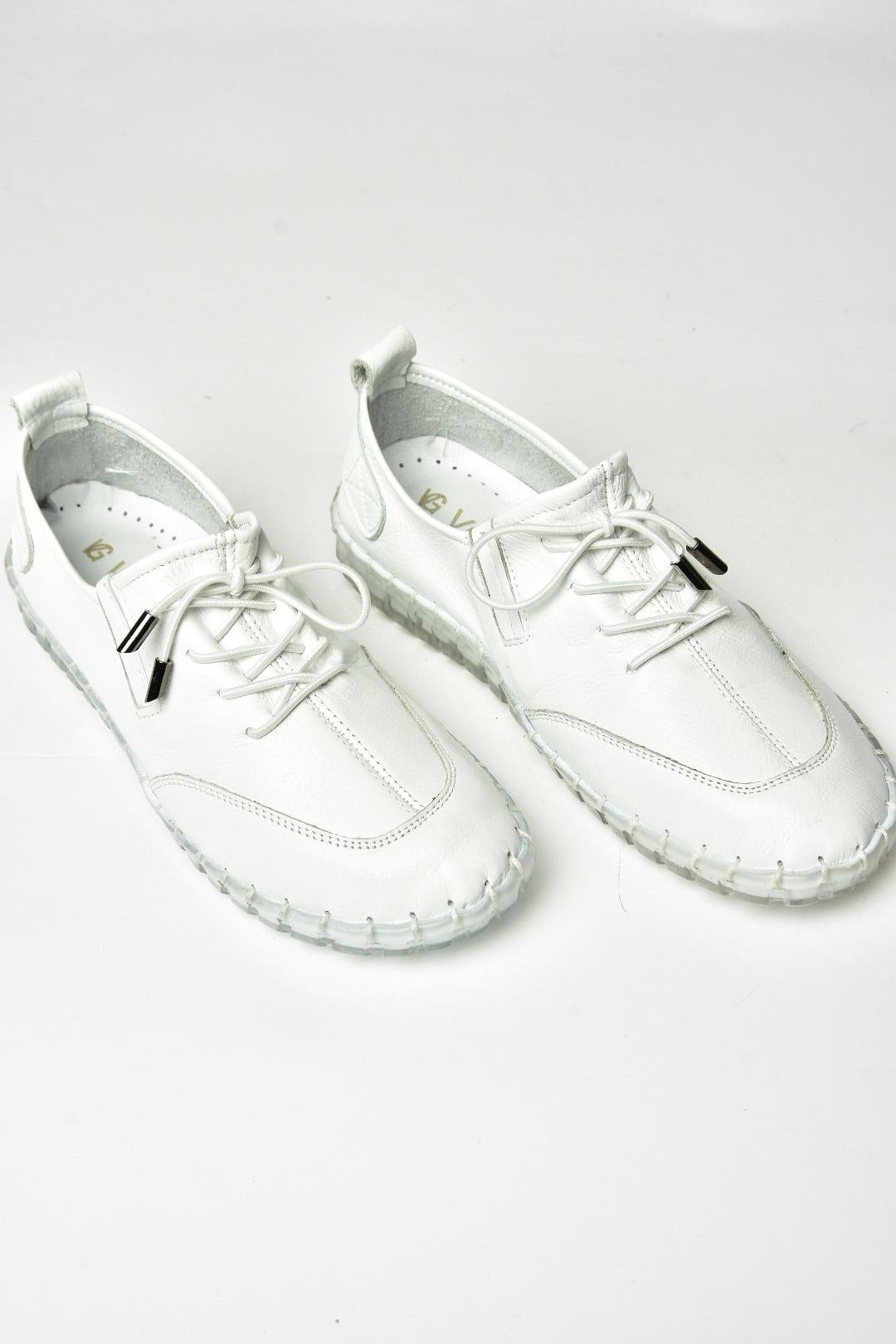 U555130503 Beyaz Hakiki Deri Spor Ayakkabı