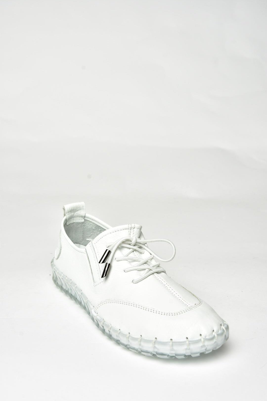U555130503 Beyaz Hakiki Deri Spor Ayakkabı