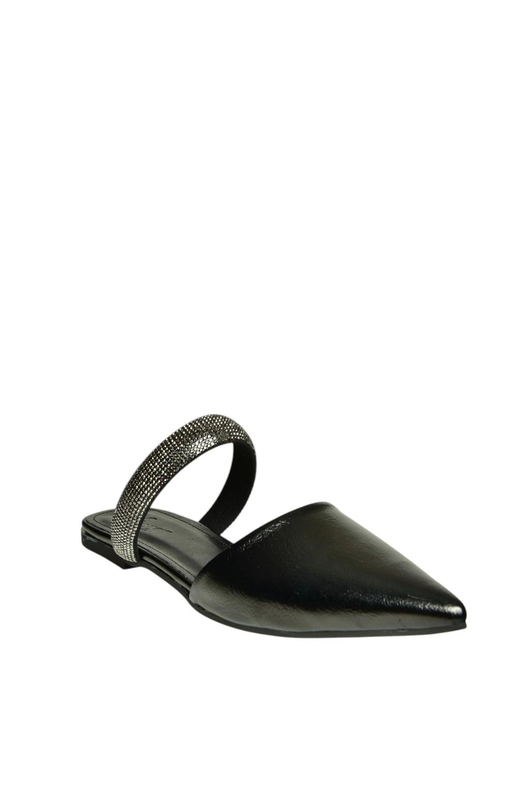 U590491809 Siyah Sivri Burunlu Kadın Terlik