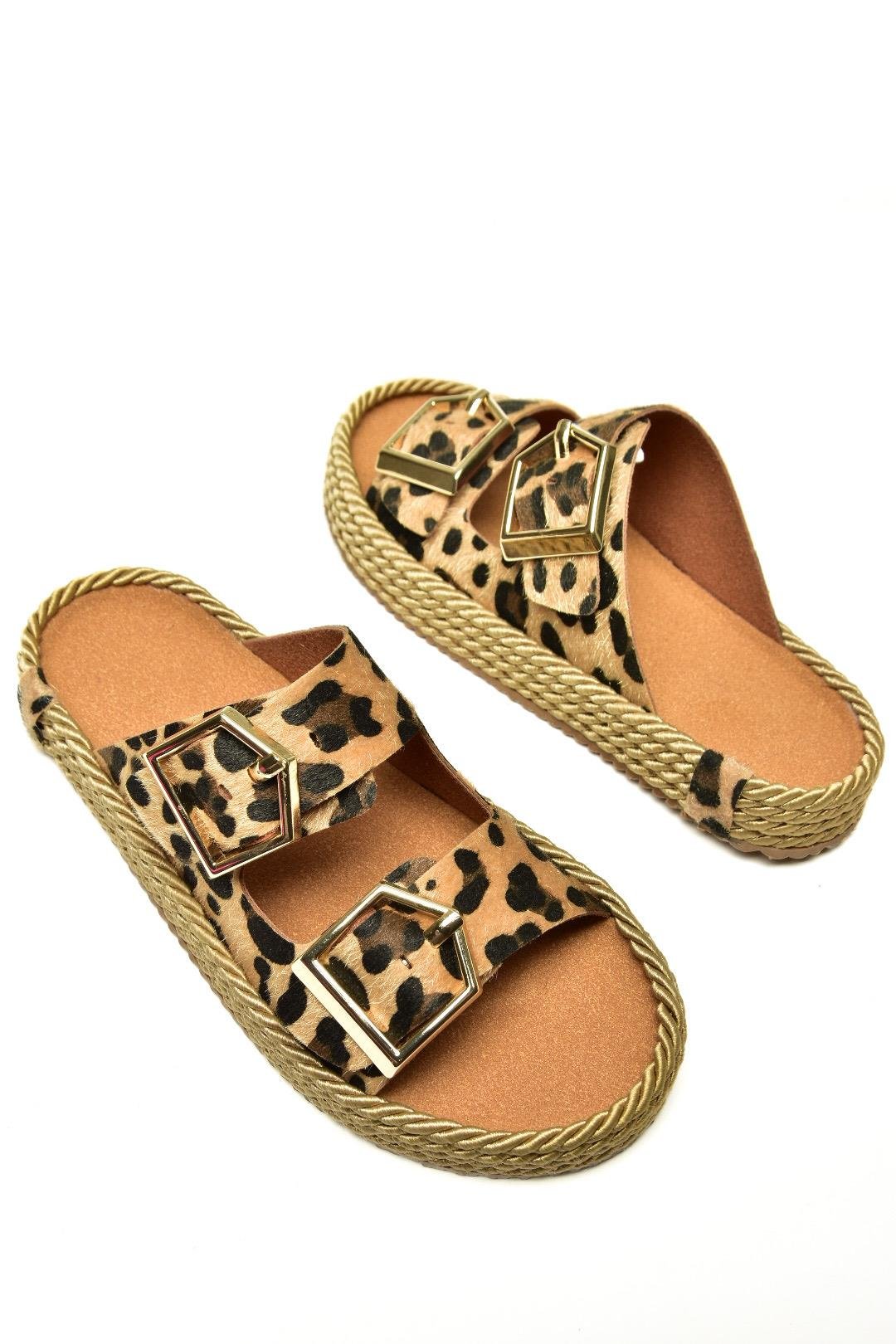 U596030202 Leopar Süet Kadın Terlik
