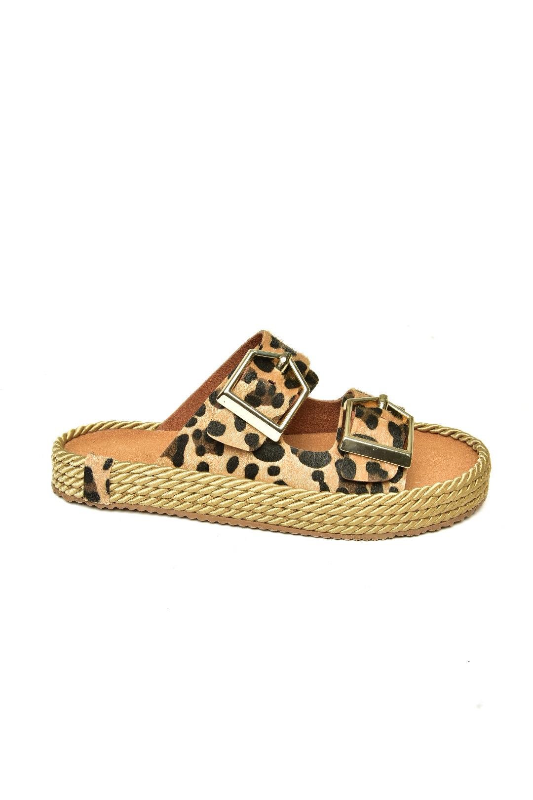 U596030202 Leopar Süet Kadın Terlik