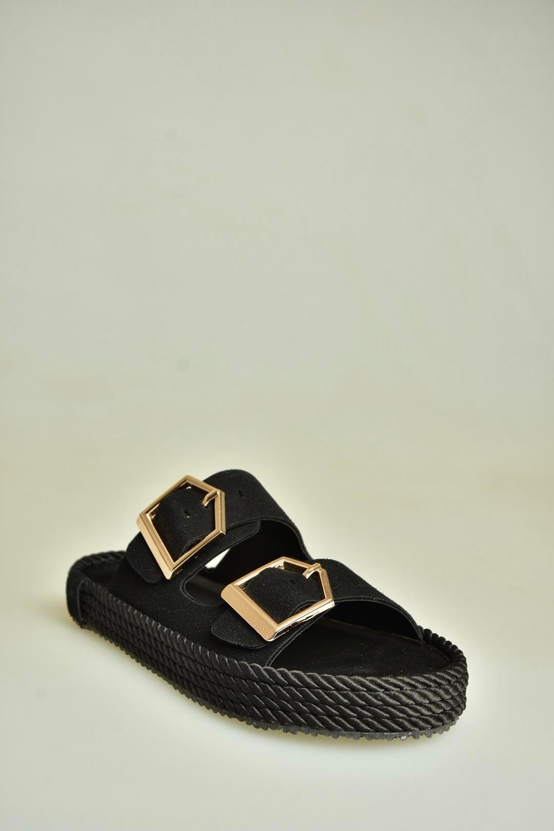 U596030202 Siyah Süet Kadın Terlik