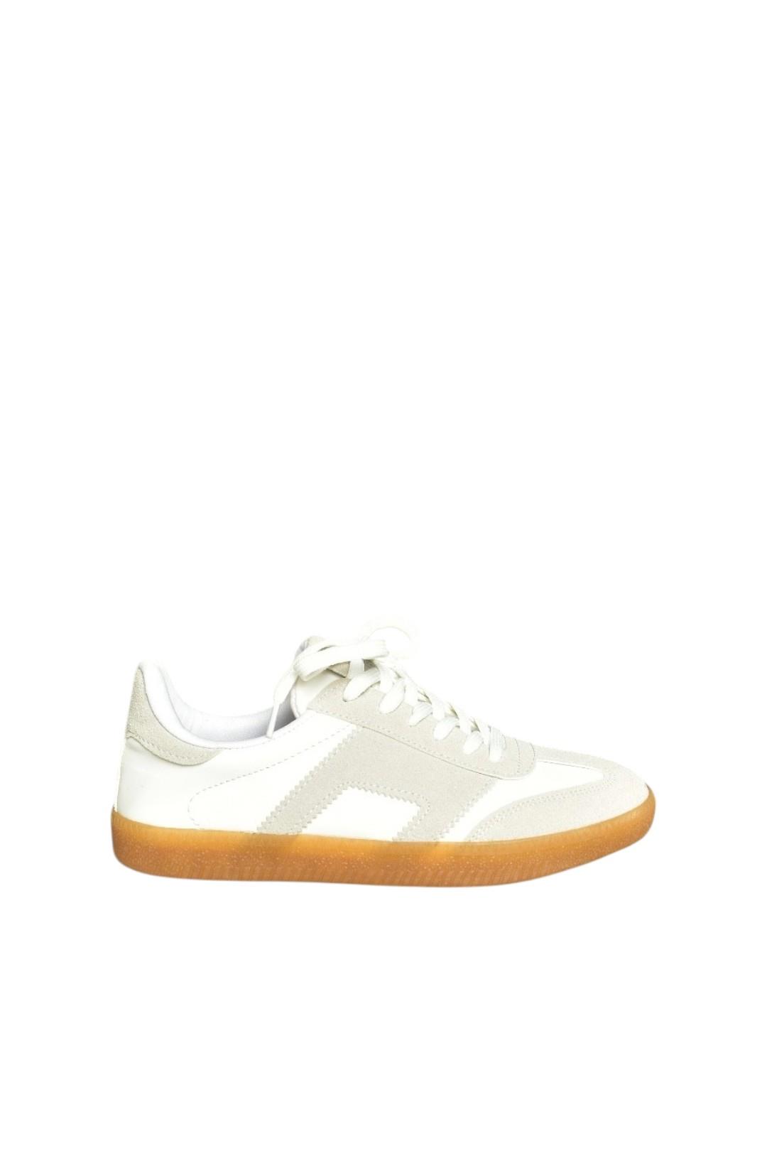 U652857302 Beyaz/Gri Süet Kadın Spor Ayakkabı Sneakers