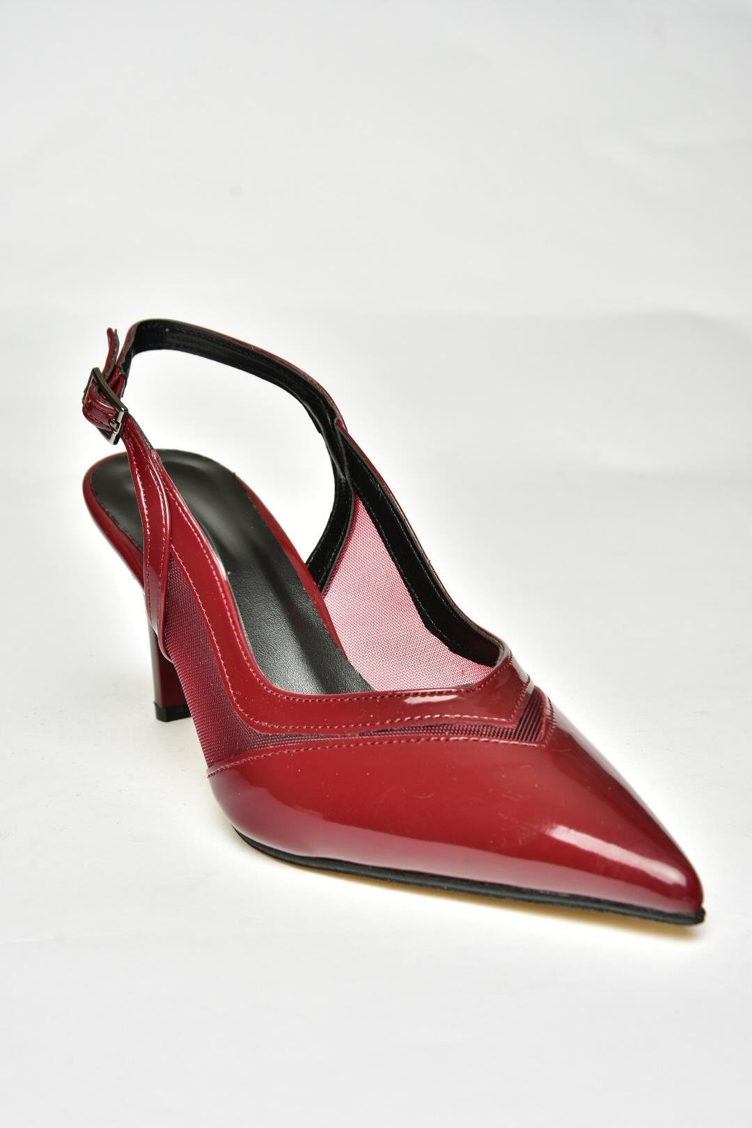 U654078908 Bordo Rugan İnce Topuklu Kadın Ayakkabı