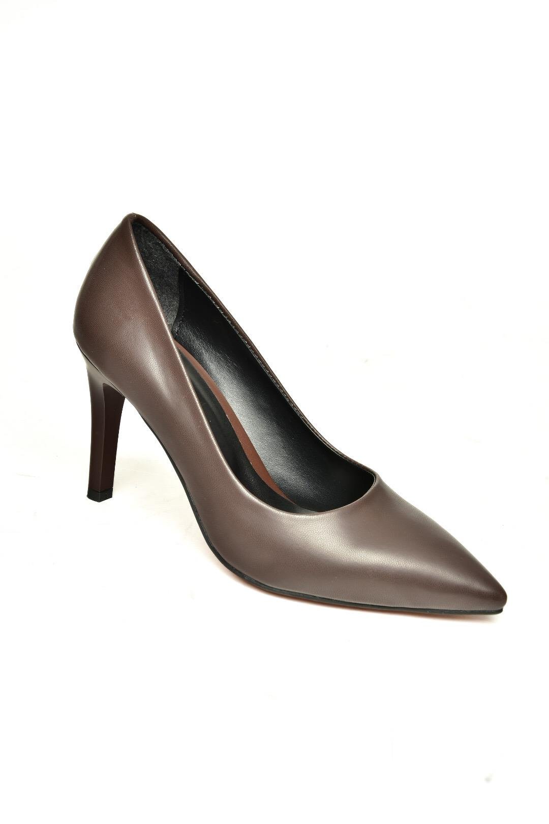 U676082009 Kahverengi İnce Topuklu Kadın Stiletto Ayakkabı