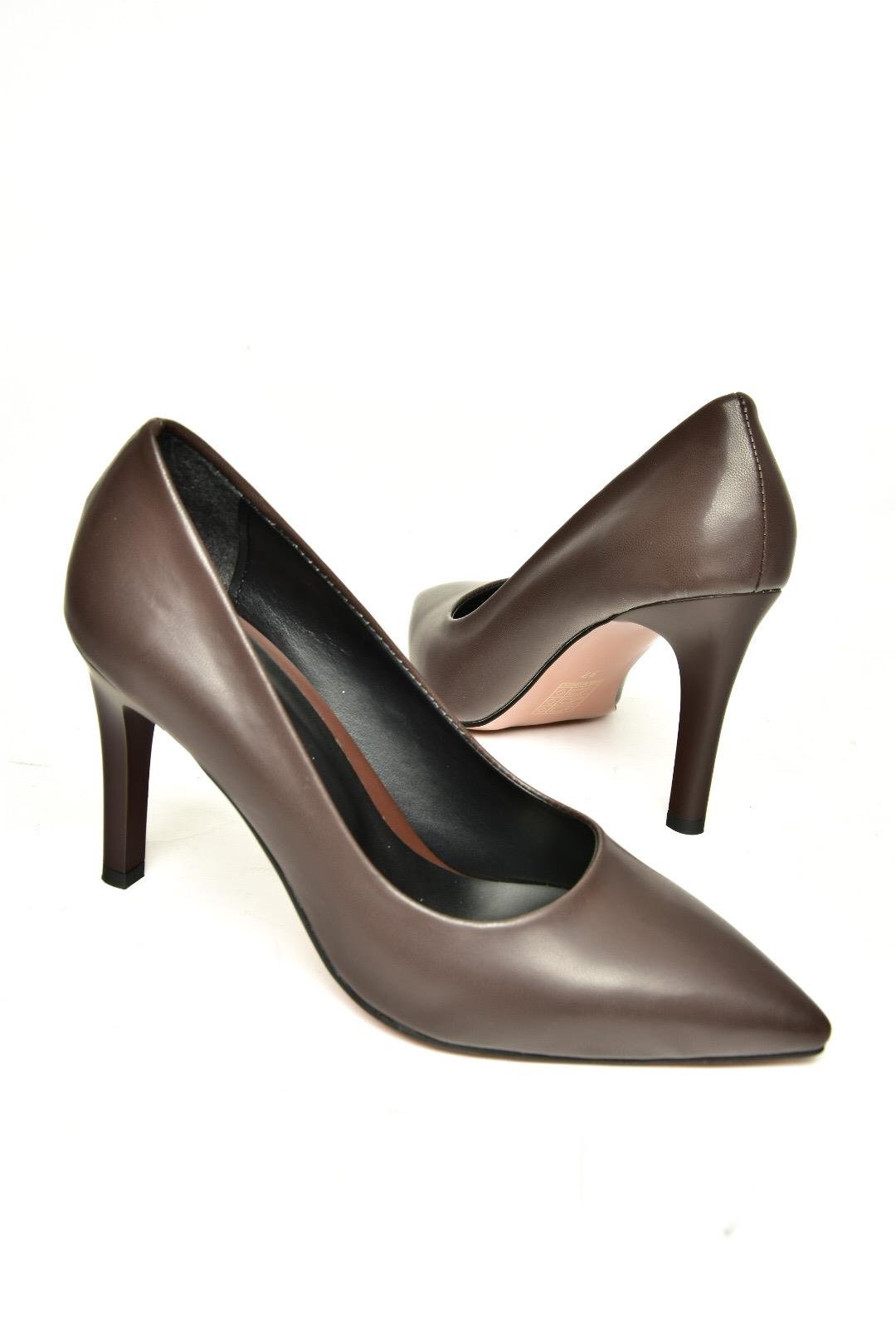 U676082009 Kahverengi İnce Topuklu Kadın Stiletto Ayakkabı