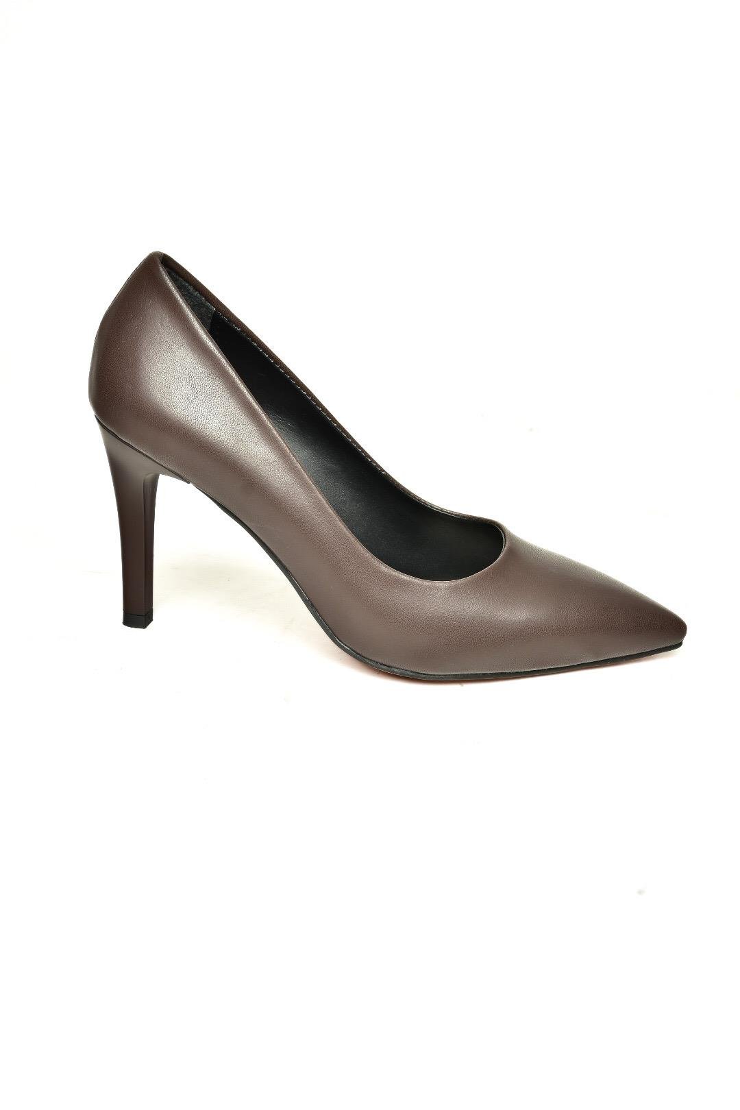 U676082009 Kahverengi İnce Topuklu Kadın Stiletto Ayakkabı
