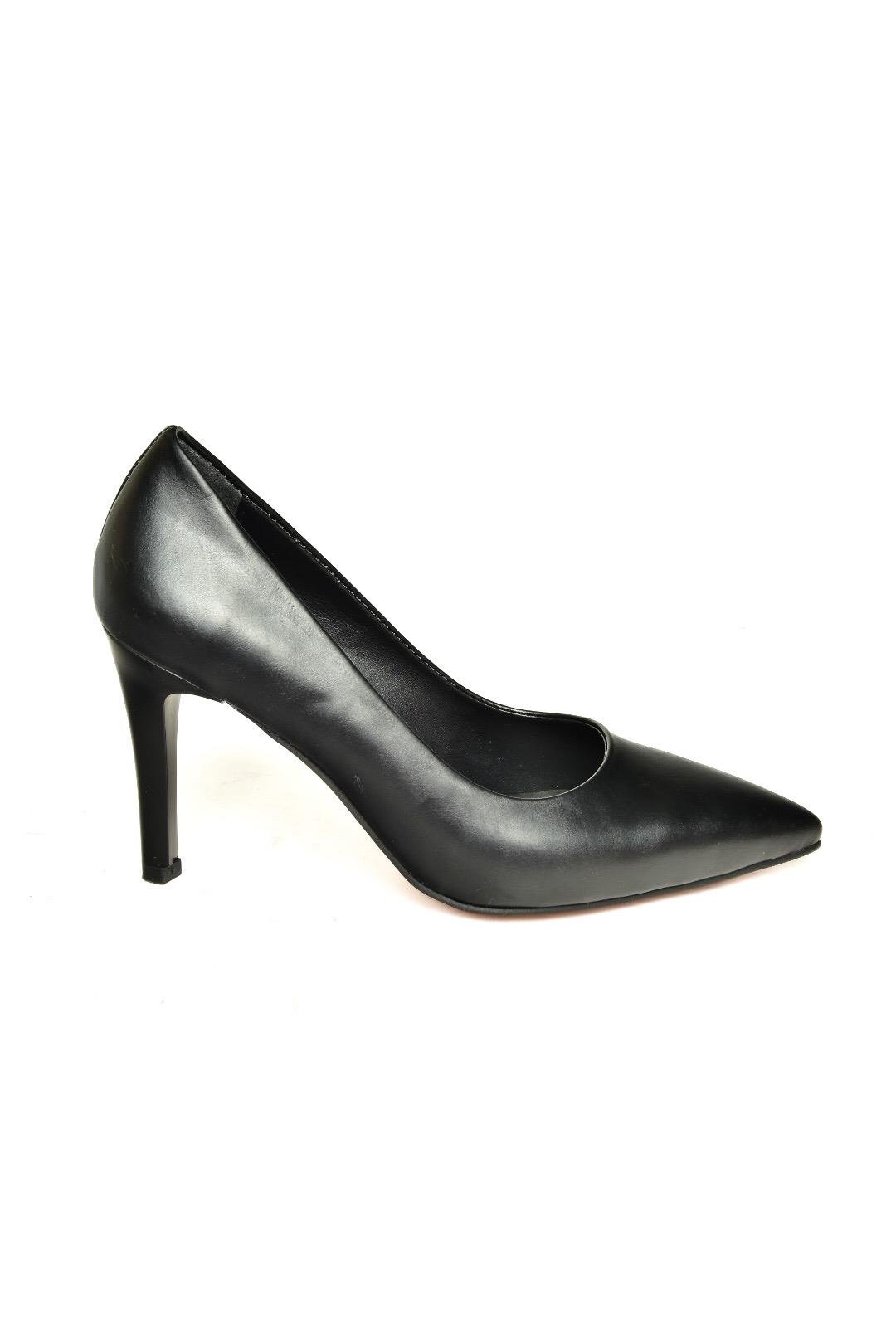 U676082009 Siyah İnce Topuklu Kadın Stiletto Ayakkabı