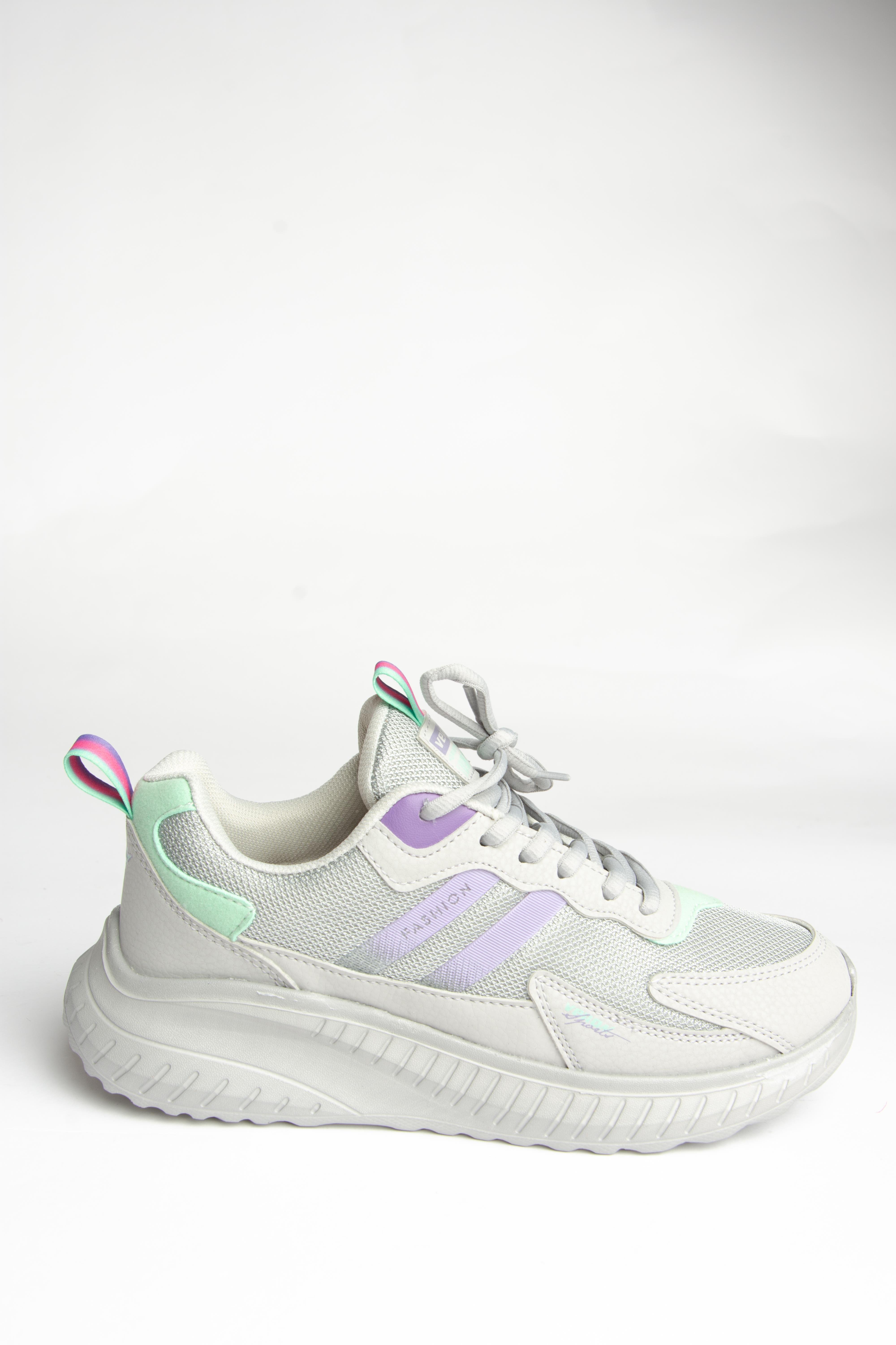 U702001504 Gri/Lila Kumaş Spor Ayakkabı Sneakers