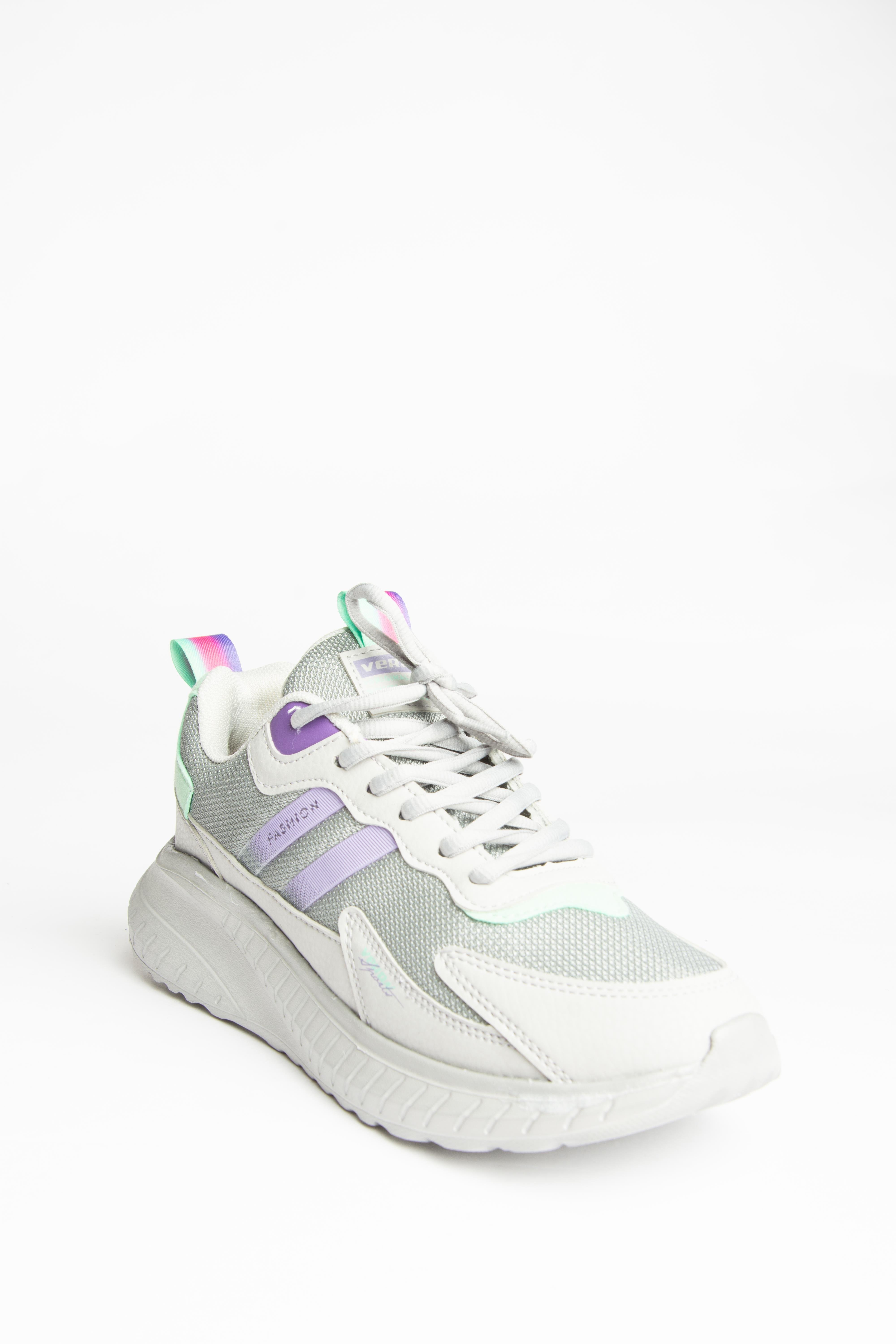 U702001504 Gri/Lila Kumaş Spor Ayakkabı Sneakers
