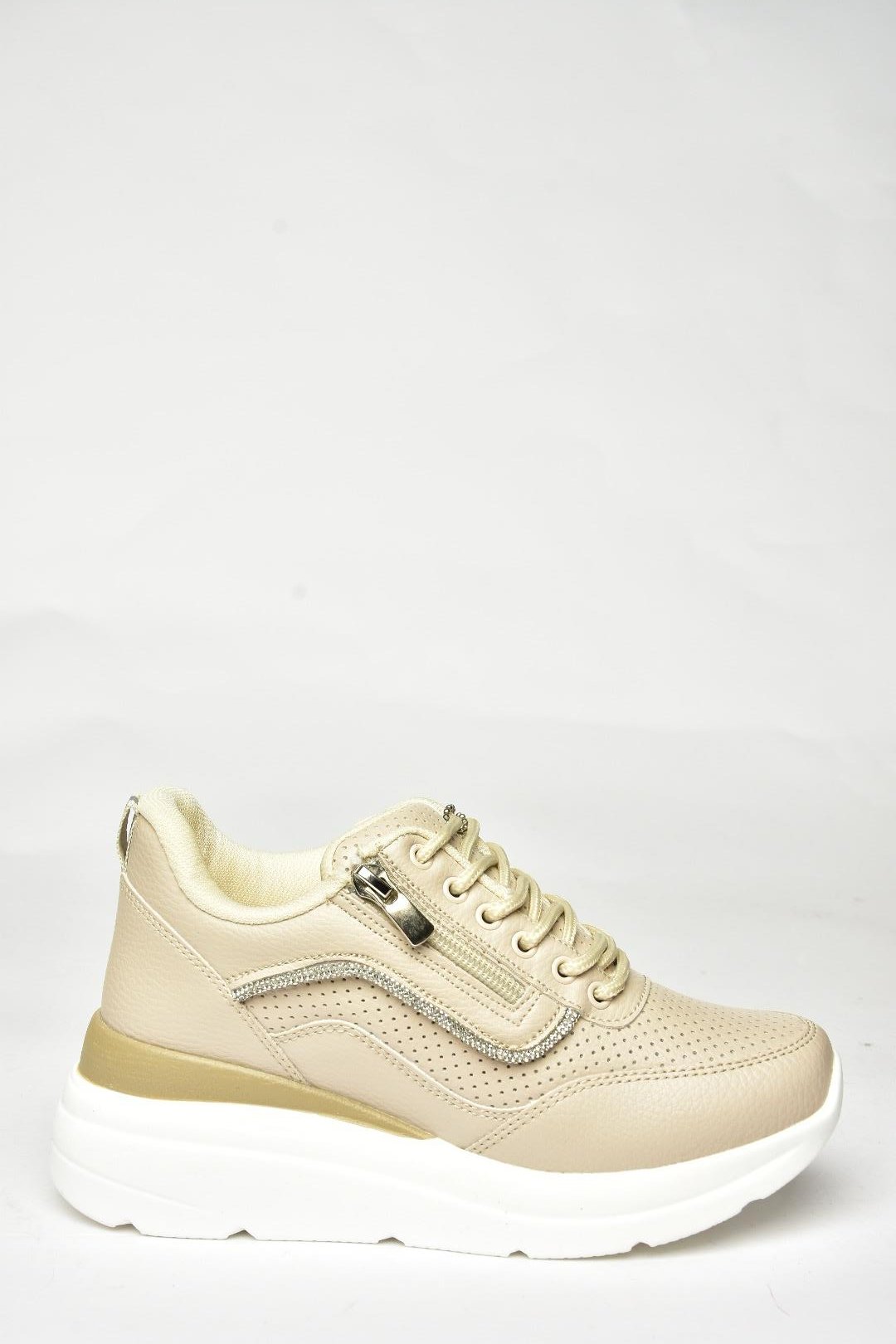 U702020709 Bej Kalın Tabanlı Spor Ayakkabı Sneakers