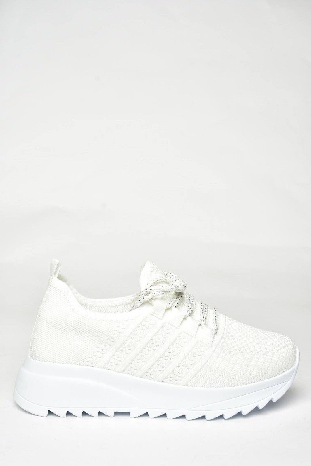 U702101204 Beyaz Kumaş Spor Ayakkabı Sneakers