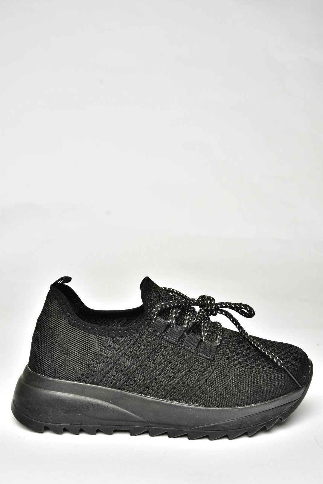 U702101204 Siyah/Siyah Kumaş Spor Ayakkabı Sneakers