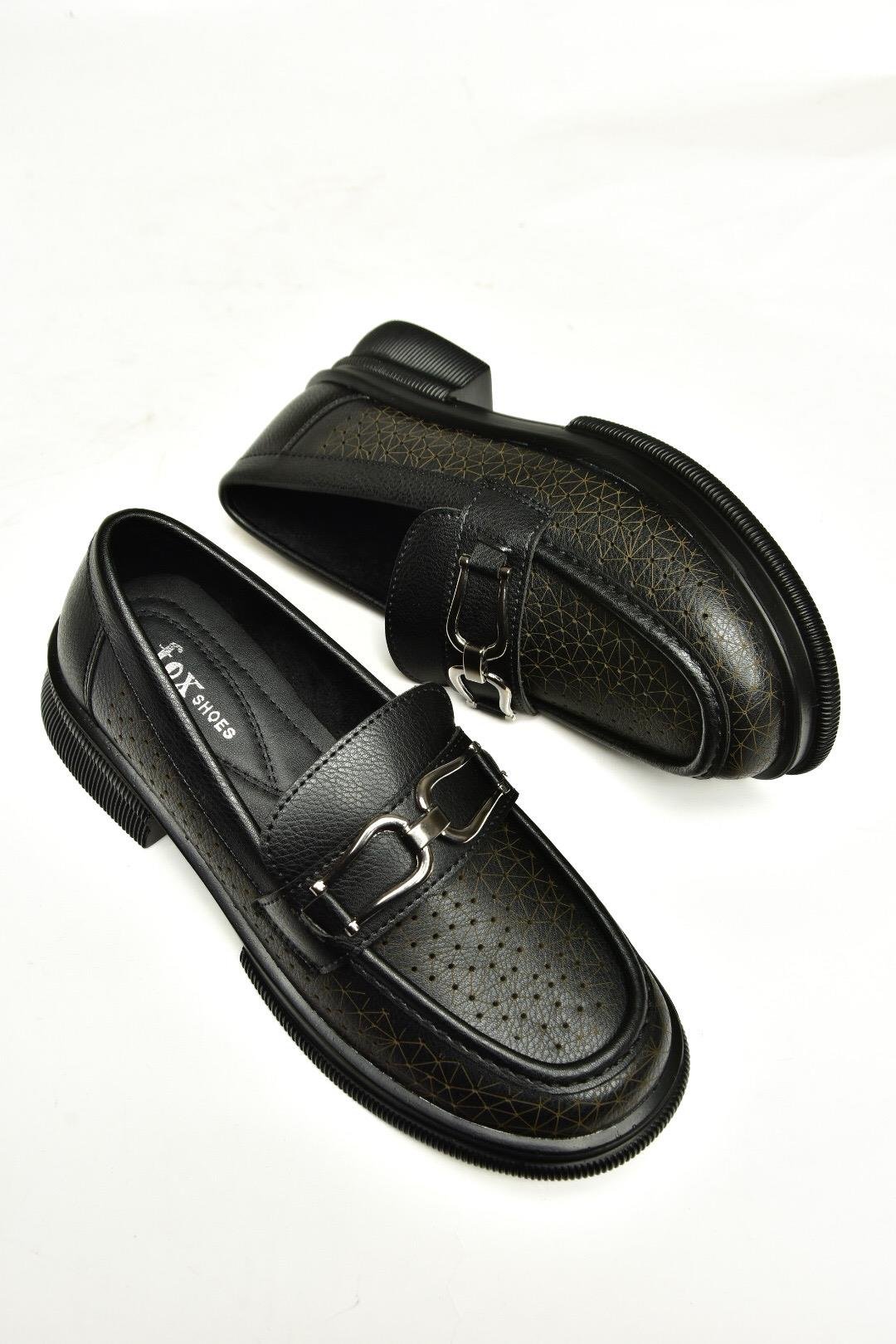 U704126509 Siyah Loafer Makosen Kadın Ayakkabı