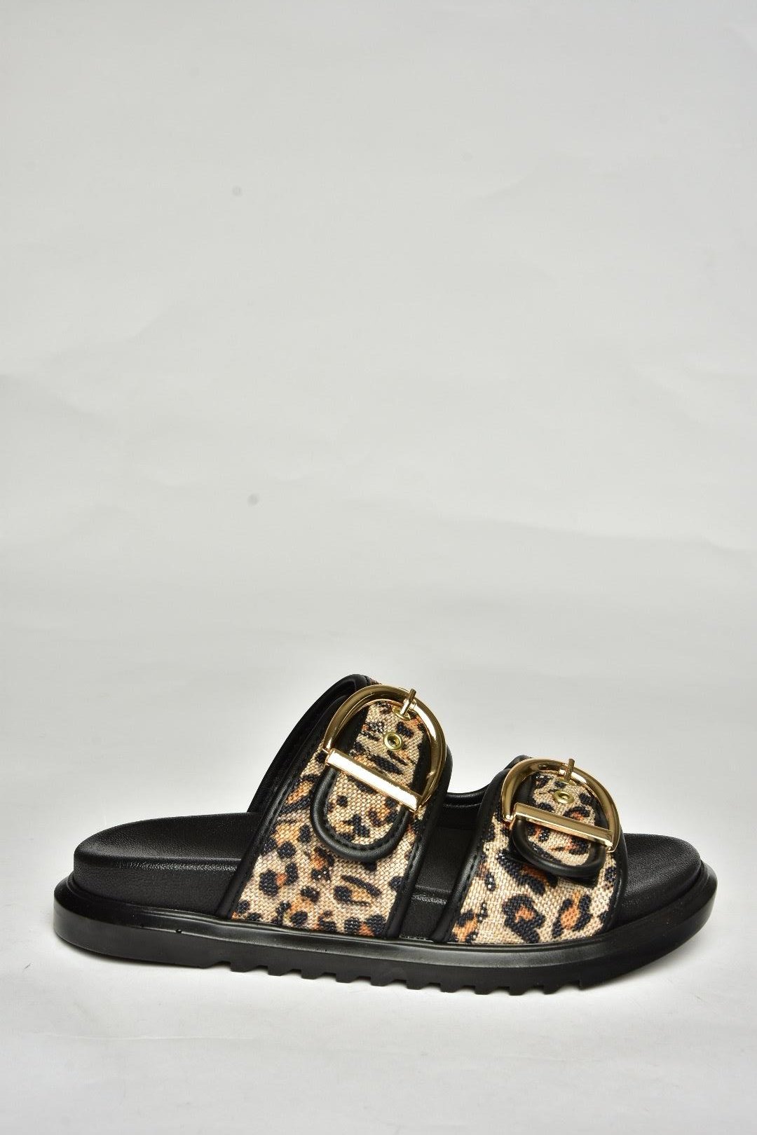 U725792017 Siyah Leopar Hasır Terlik