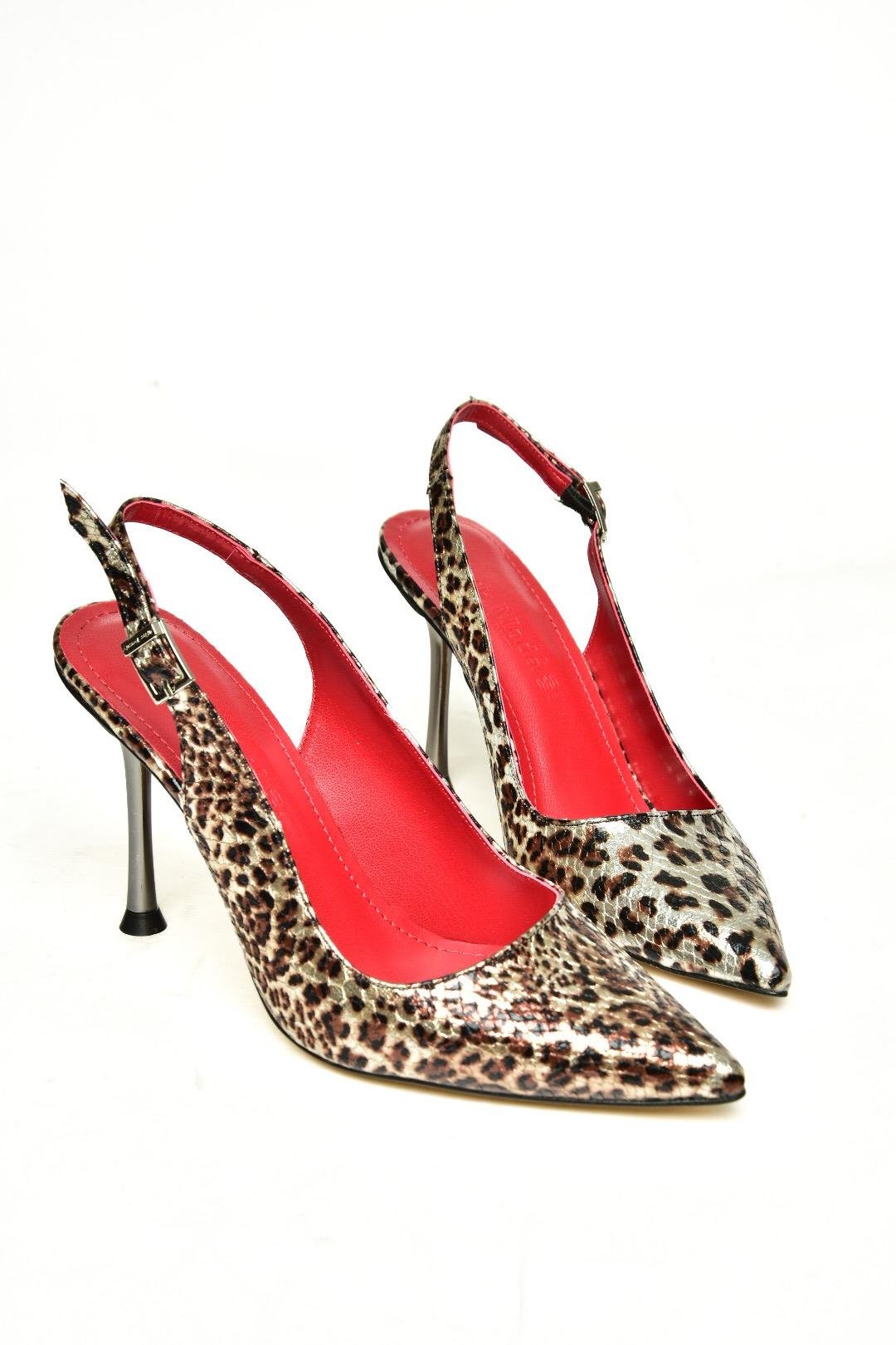 U820562207 Leopar Yılan Baskı İnce Topuklu Kadın Ayakkabı
