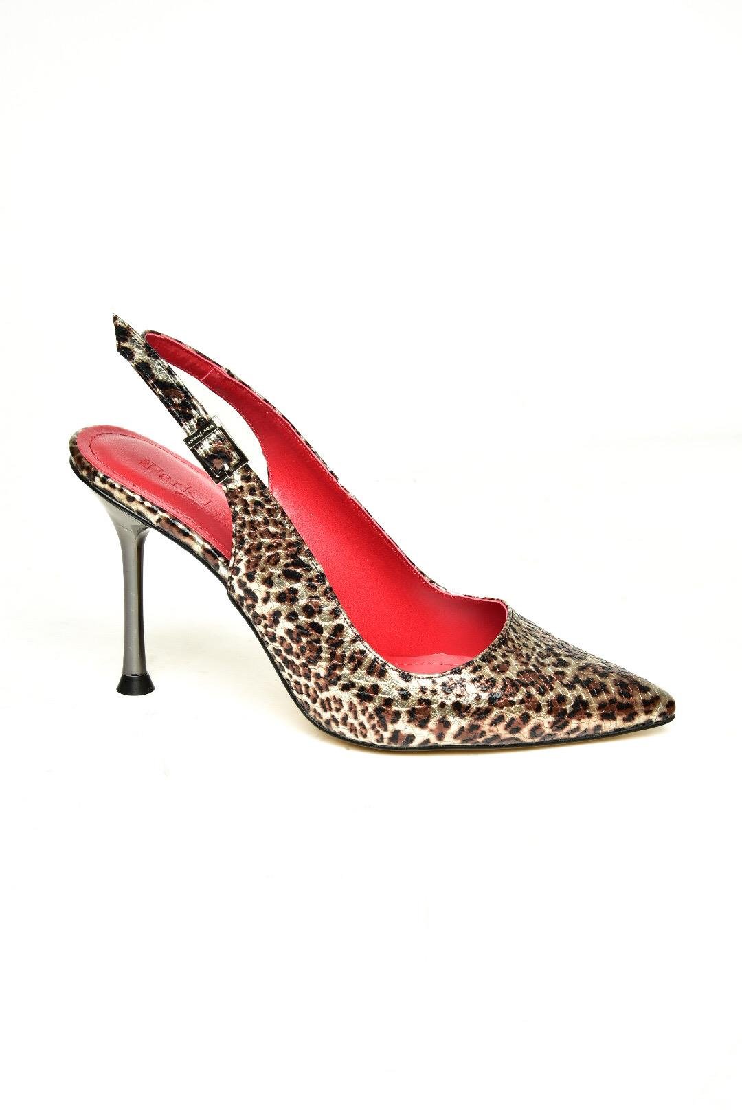 U820562207 Leopar Yılan Baskı İnce Topuklu Kadın Ayakkabı