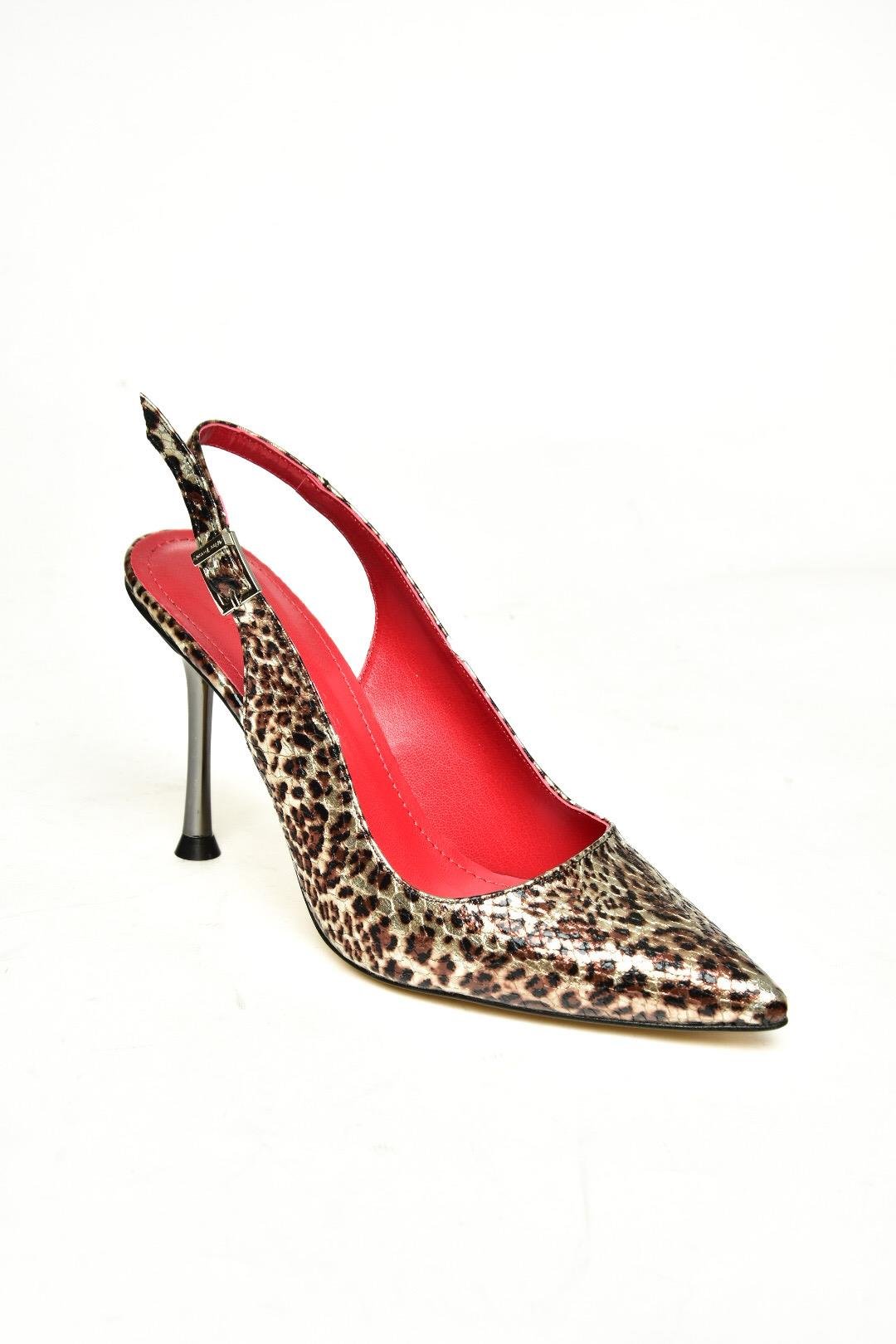 U820562207 Leopar Yılan Baskı İnce Topuklu Kadın Ayakkabı