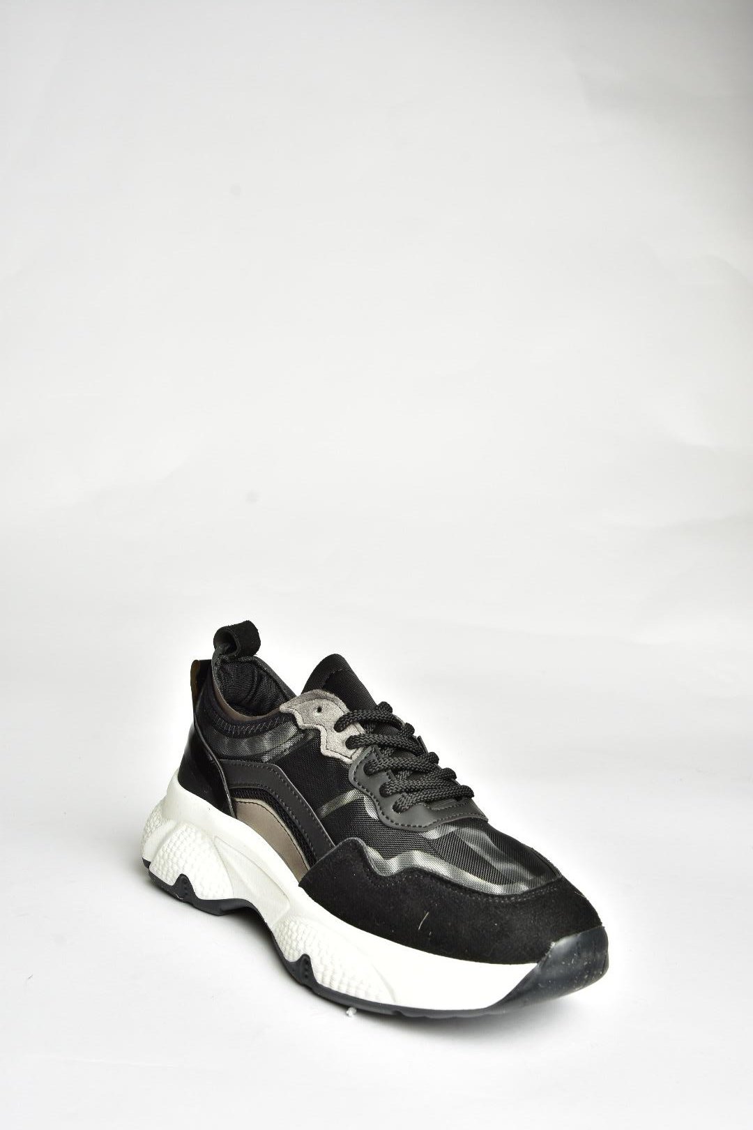 U973568209 Siyah Kalın Tabanlı Spor Ayakkabı Sneakers