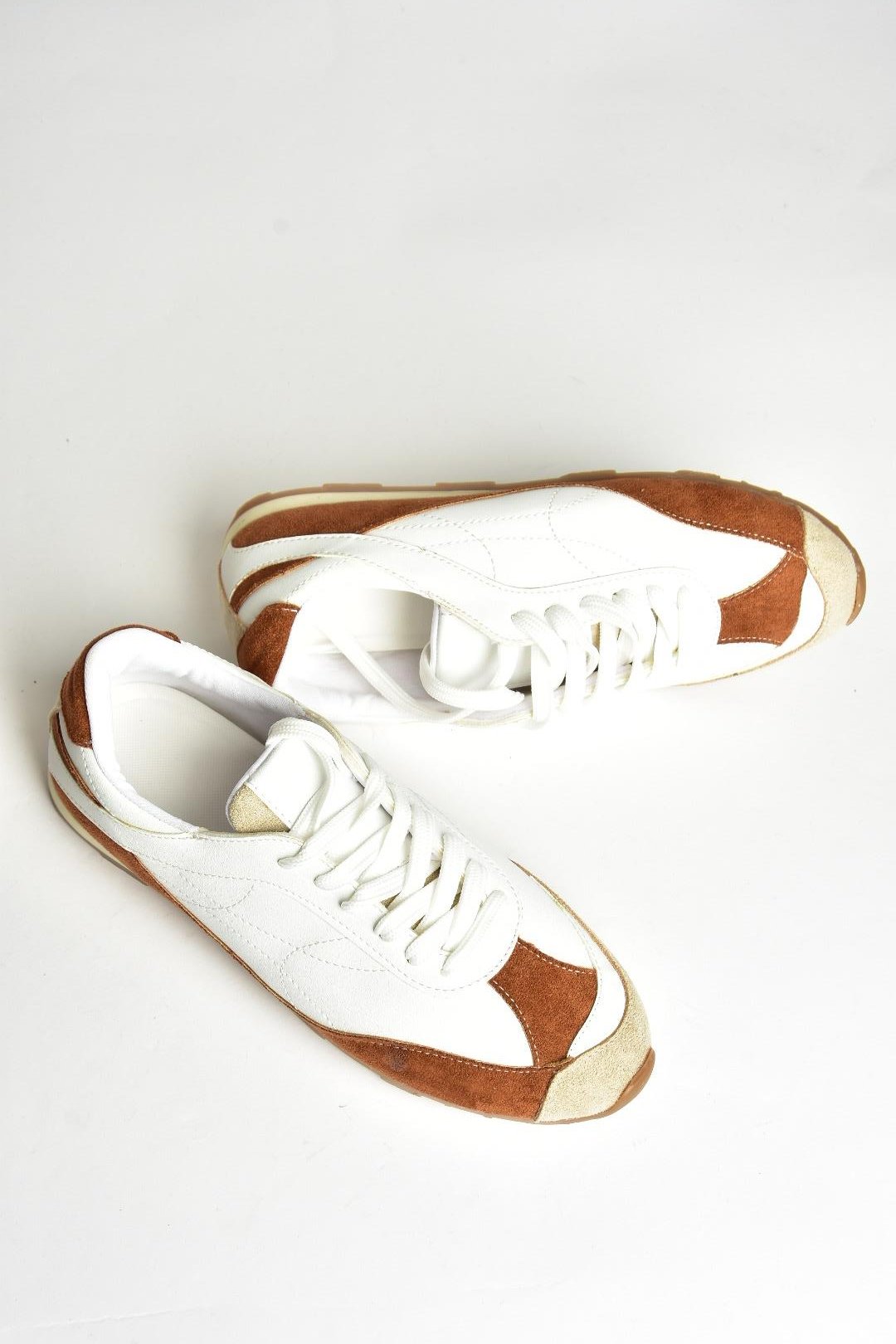 U973645209 Beyaz/Taba Spor Ayakkabı Sneakers