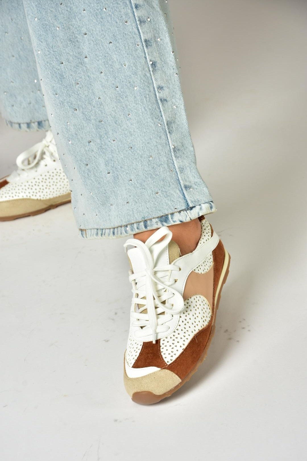 U973657309 Beyaz/Taba Spor Ayakkabı Sneakers