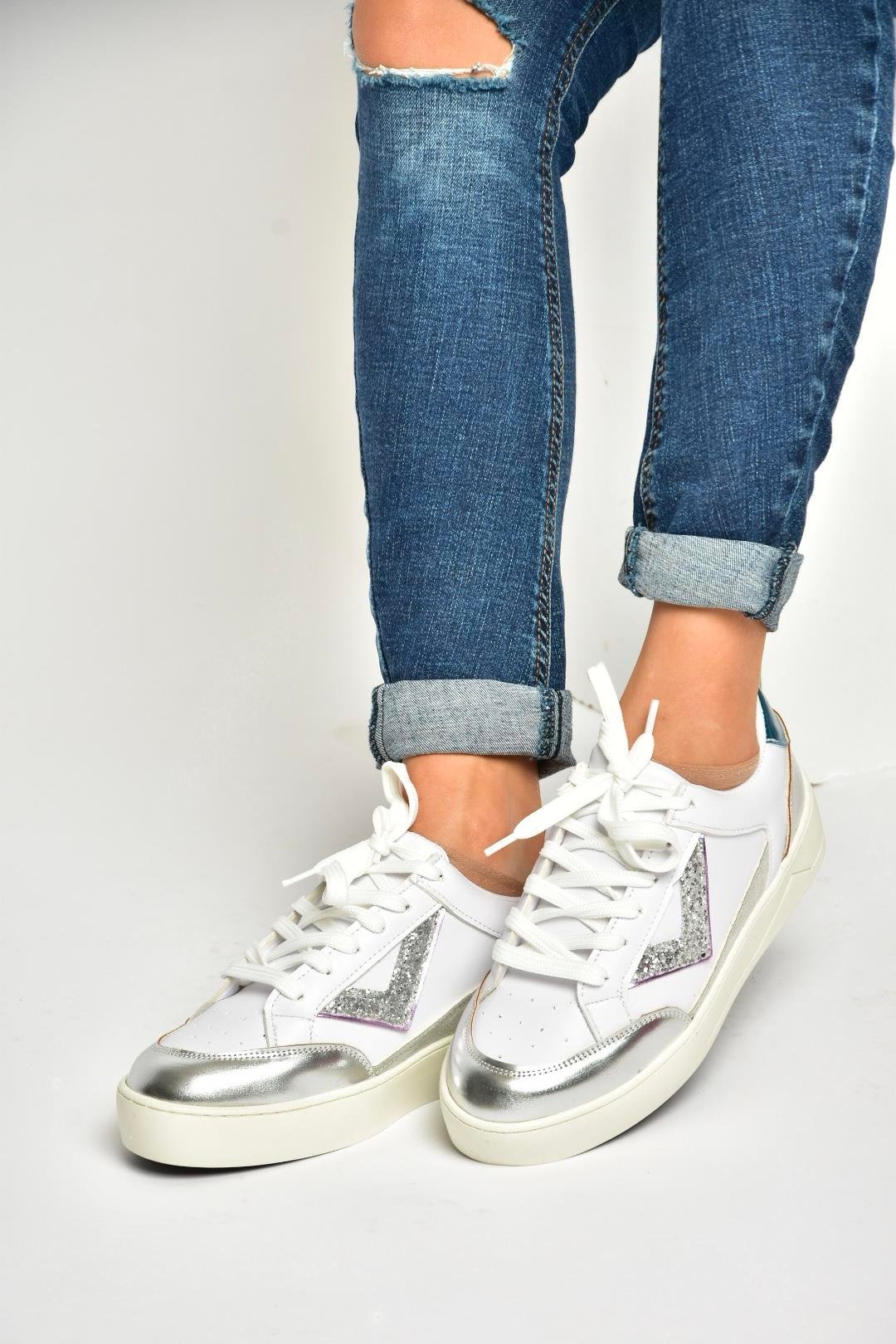 U973727209 Beyaz/Gümüş Spor Ayakkabı Sneakers