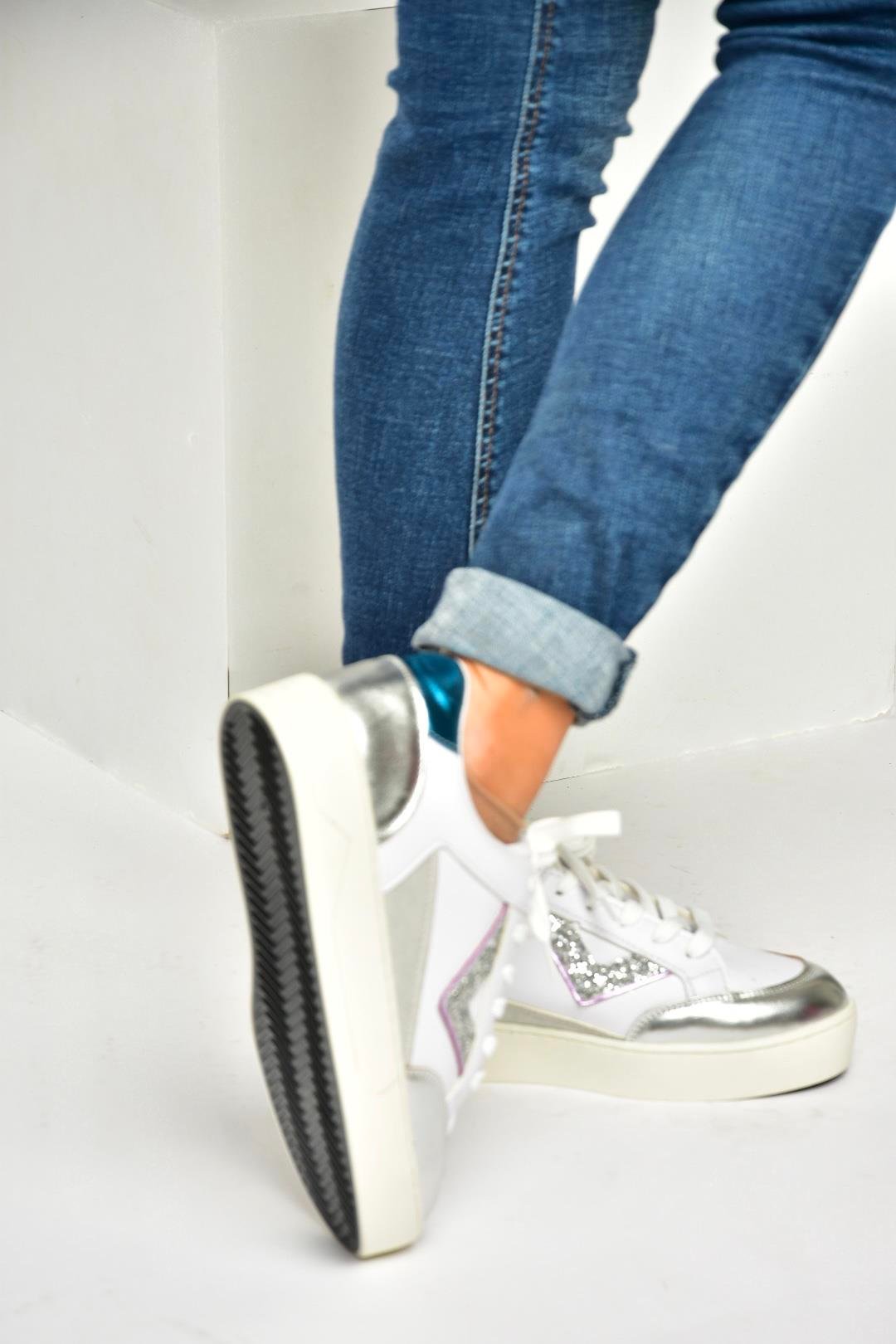 U973727209 Beyaz/Gümüş Spor Ayakkabı Sneakers