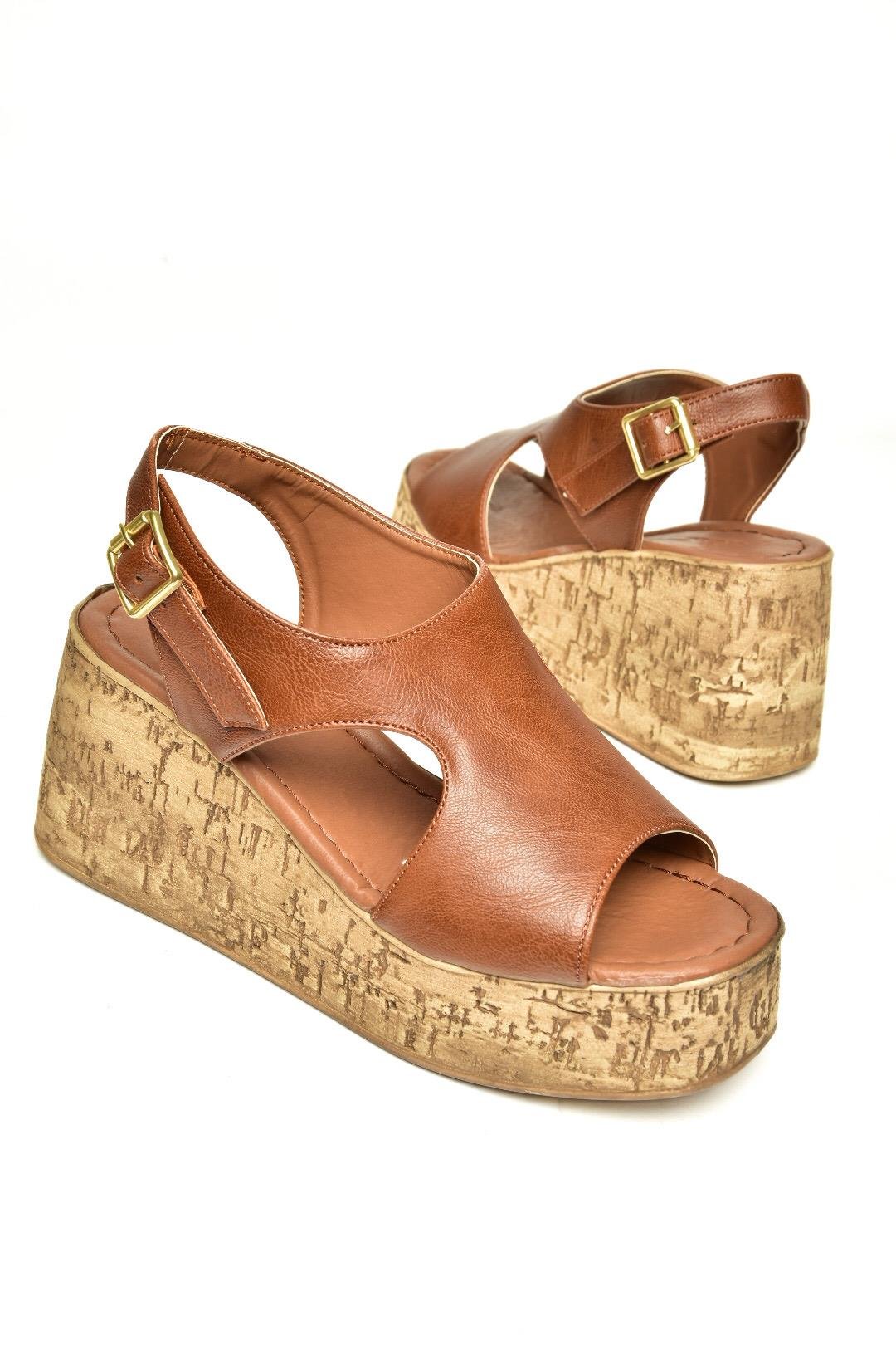 U996755009 Taba Dolgu Topuklu Kadın Ayakkabı