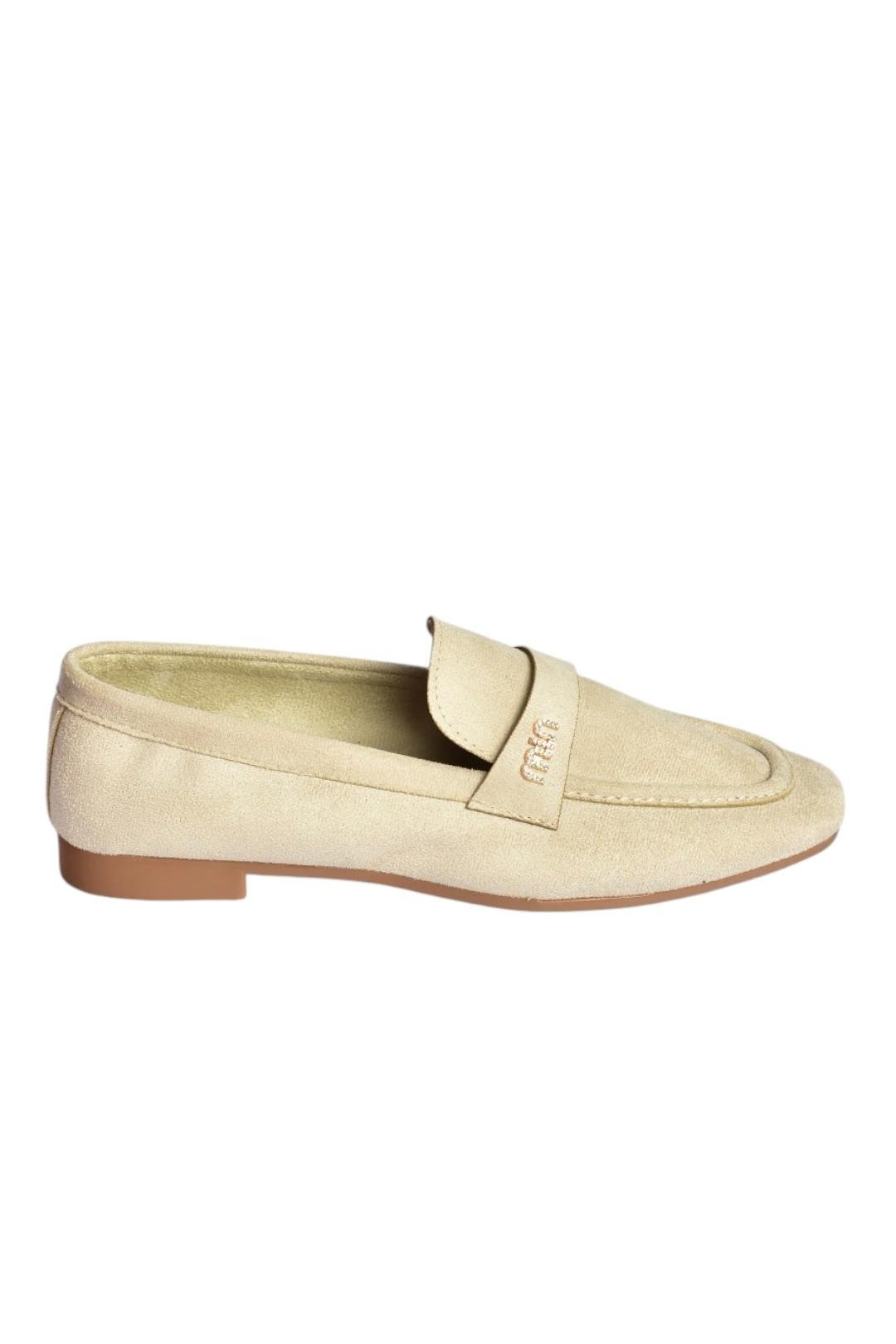 V250017502 Bej Süet Günlük Kadın Ayakkabı