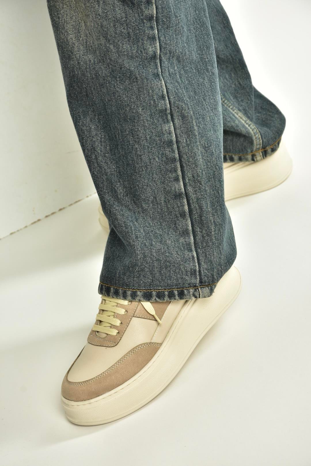 V274949109 Bej Kalın Tabanlı Spor Ayakkabı Sneakers