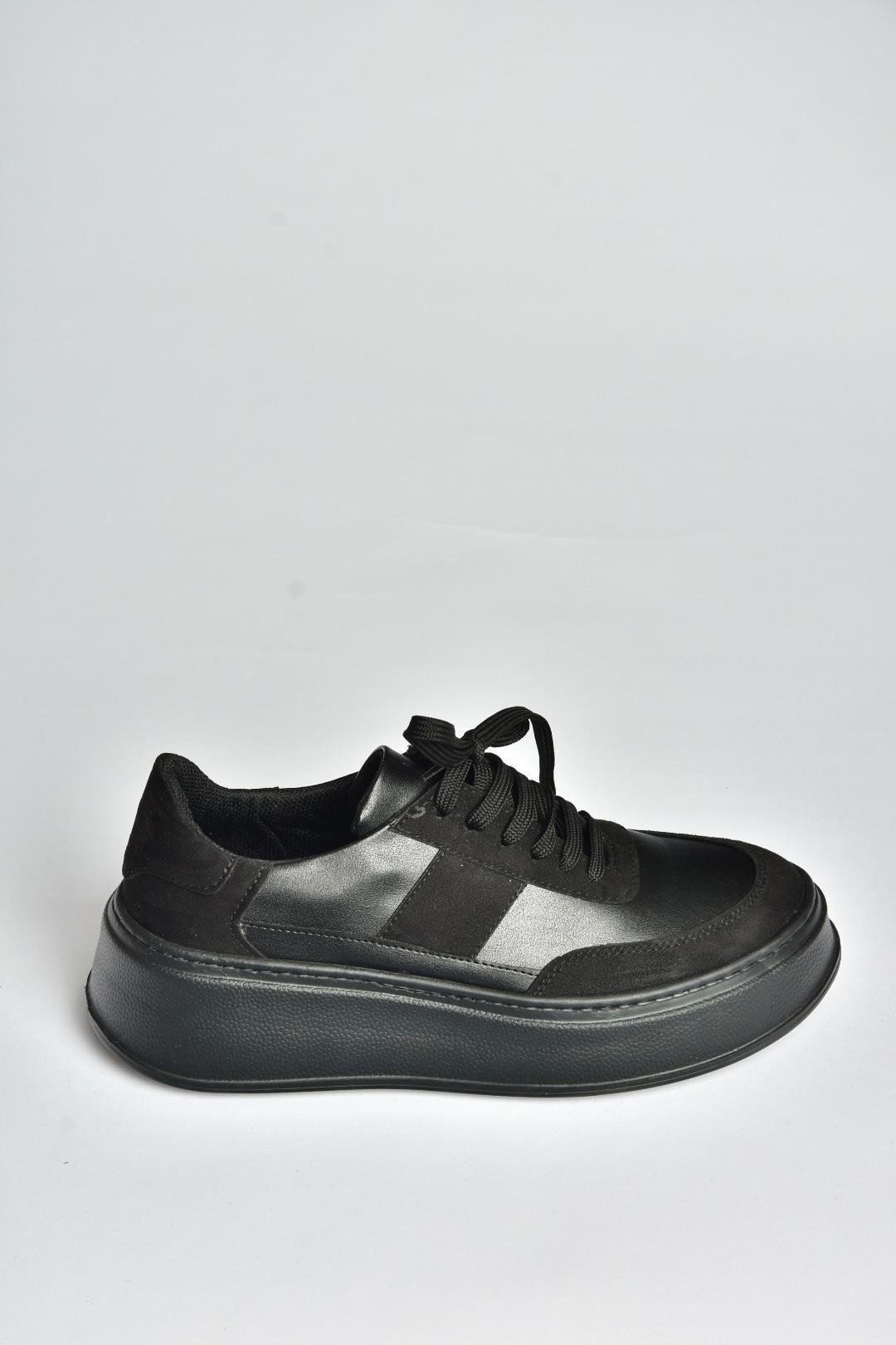 V274949109 Siyah Kalın Tabanlı Spor Ayakkabı Sneakers