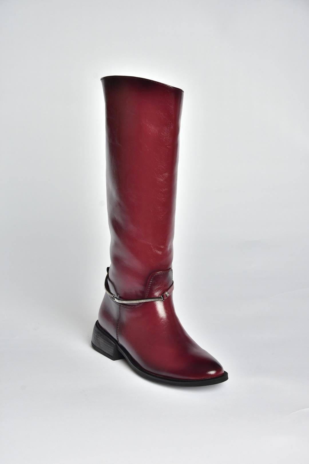 V312361060 Bordo Rustik Klasik Kadın Çizme