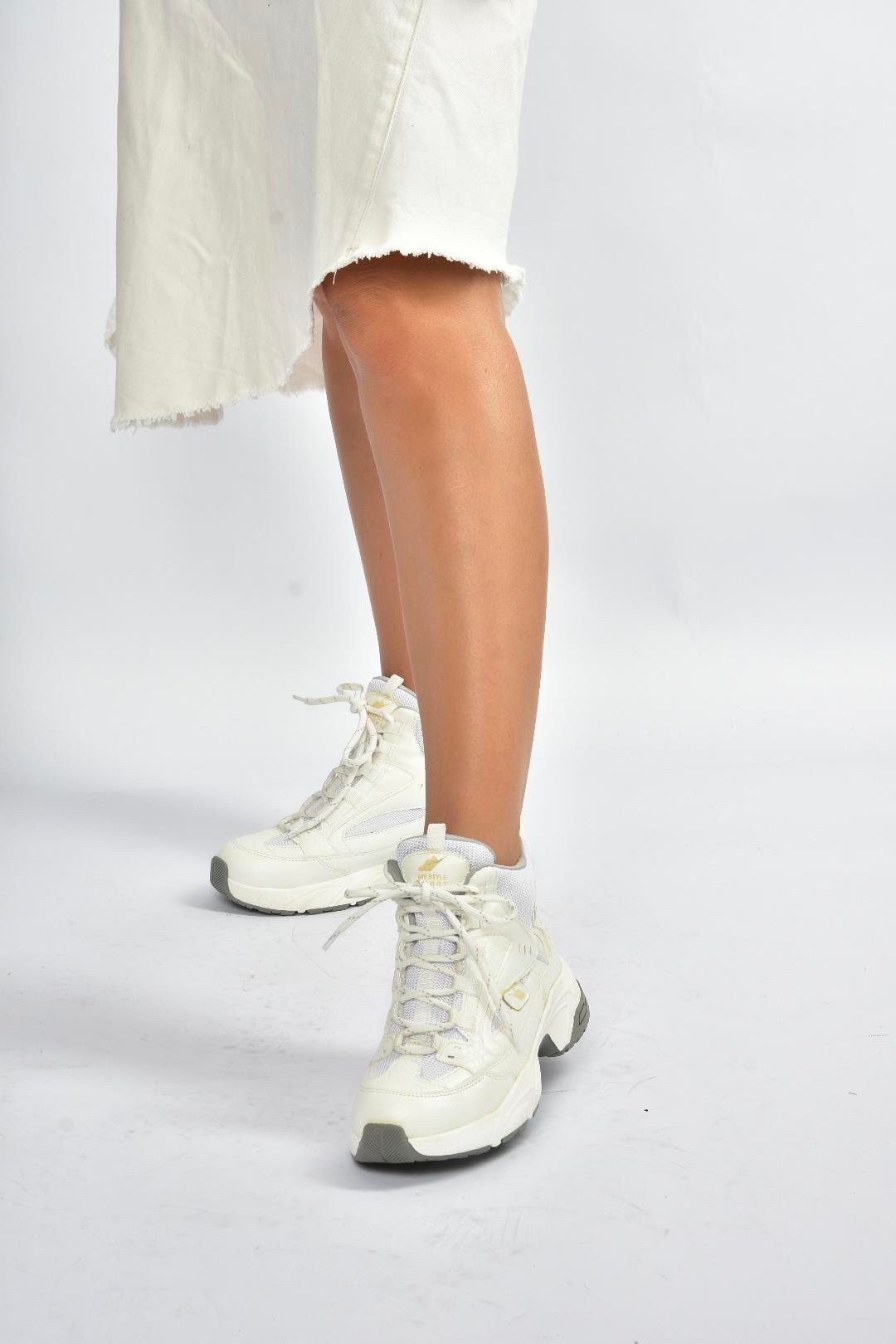 V312415009 Beyaz Bilekli Spor Ayakkabı Sneakers