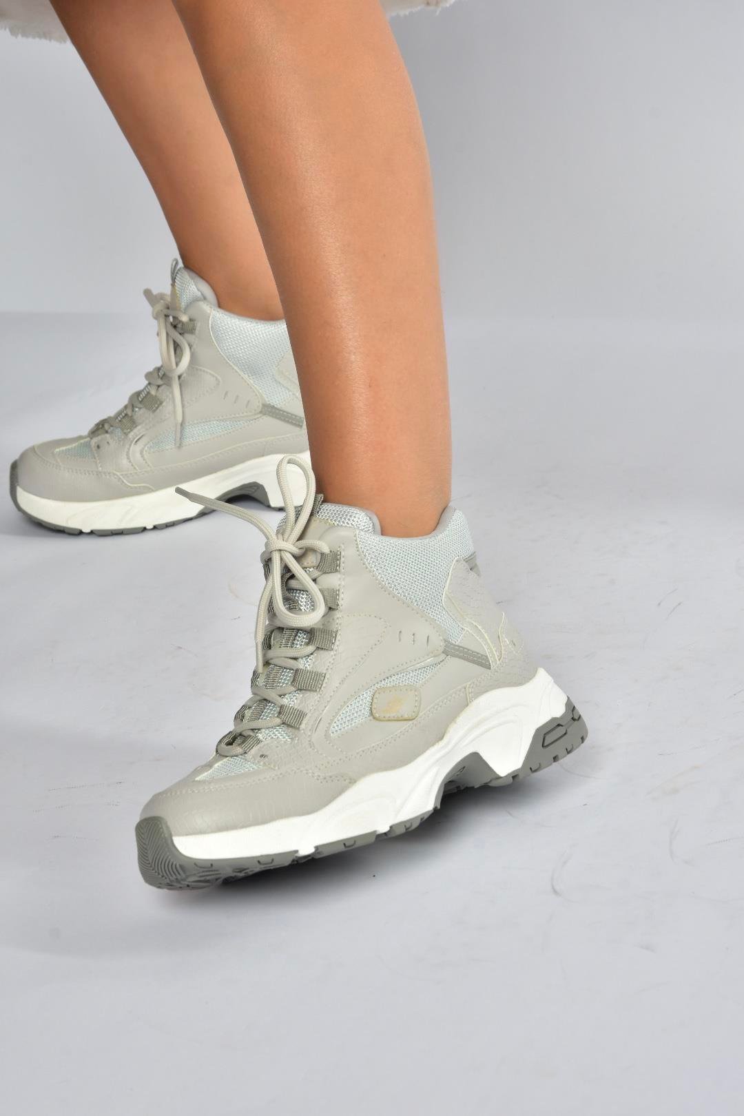 V312415009 Gri Bilekli Spor Ayakkabı Sneakers