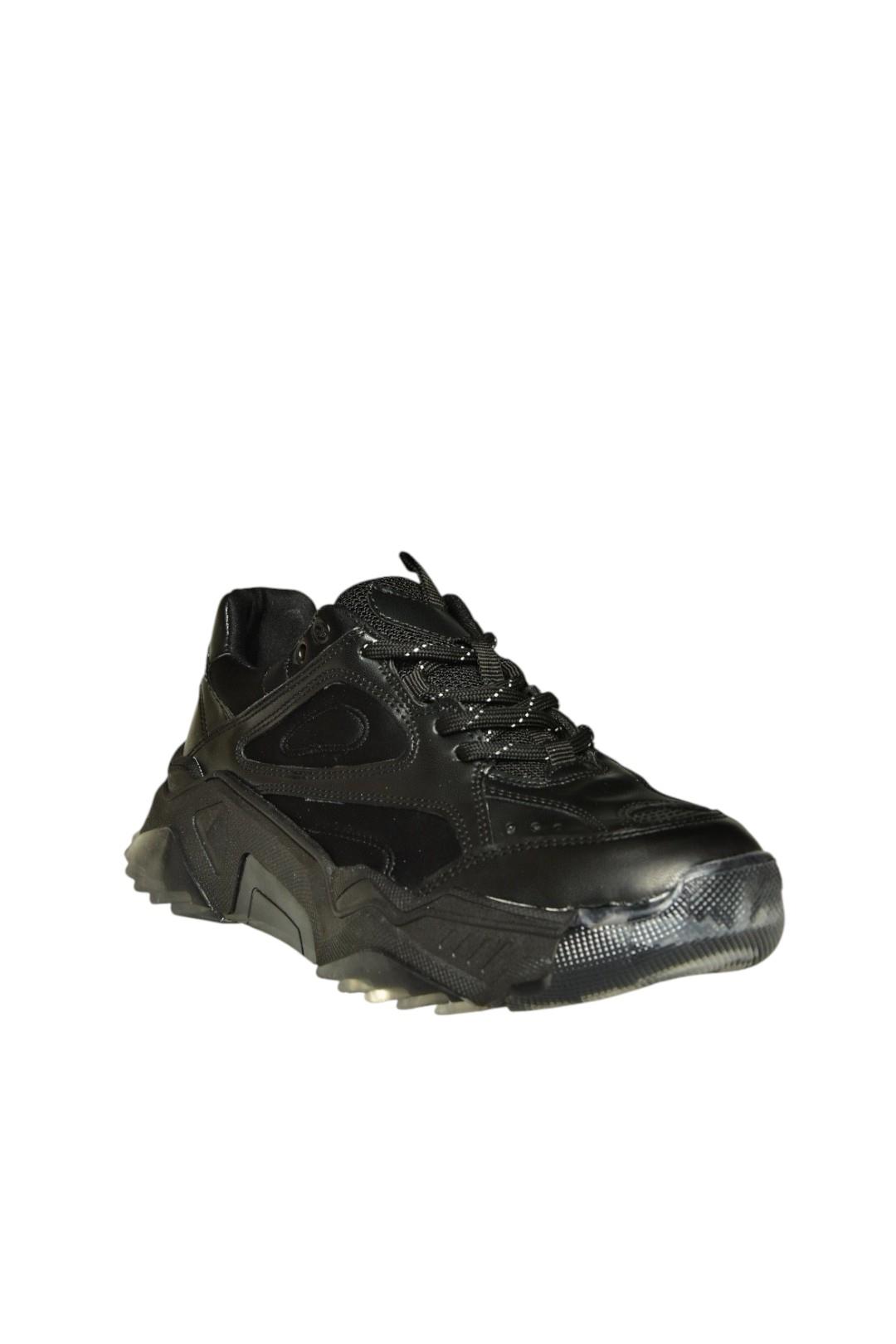 V312611809 Siyah Kalın Tabanlı Spor Ayakkabı Sneakers