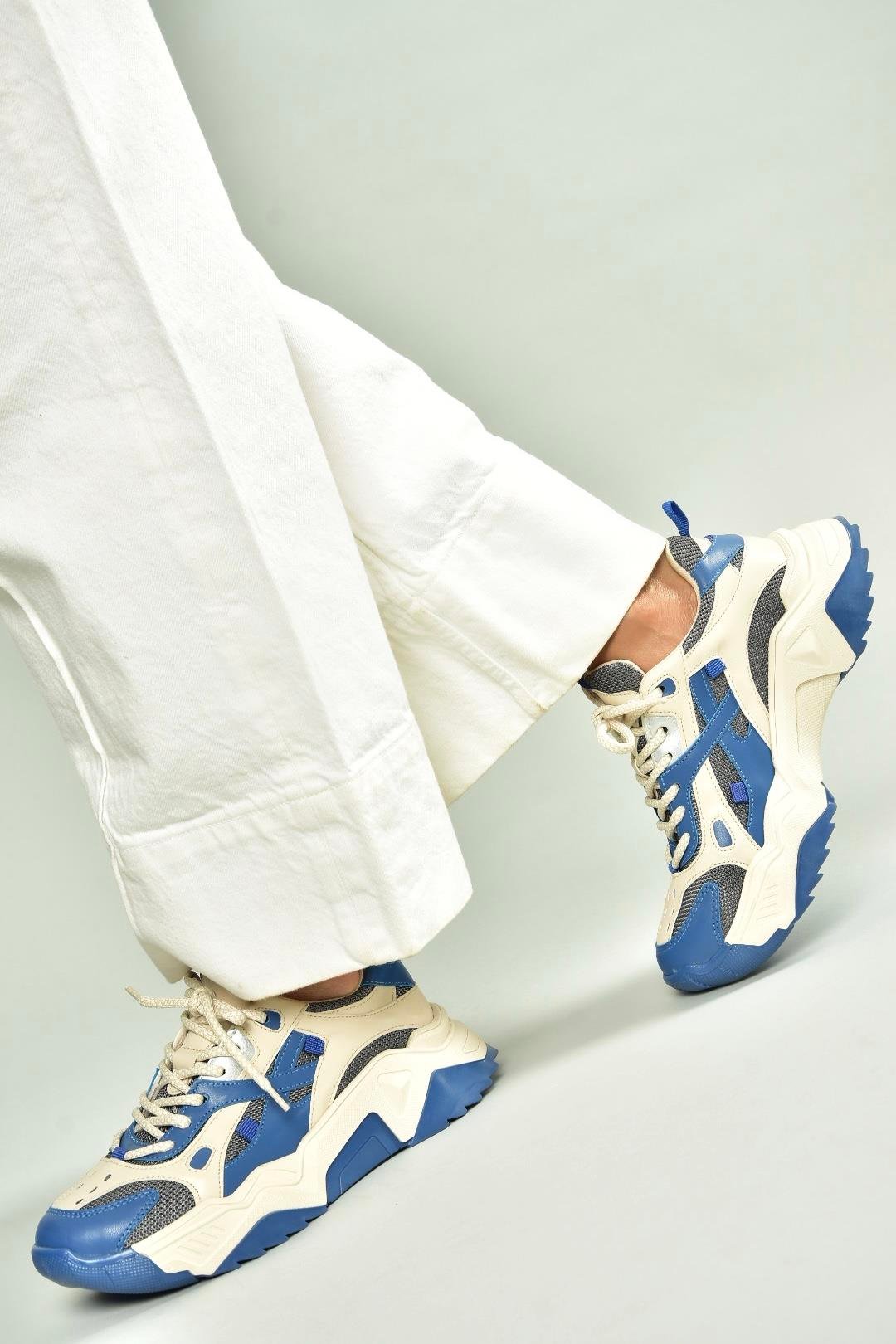 V312613509 Mavi/Bej Spor Ayakkabı Sneakers