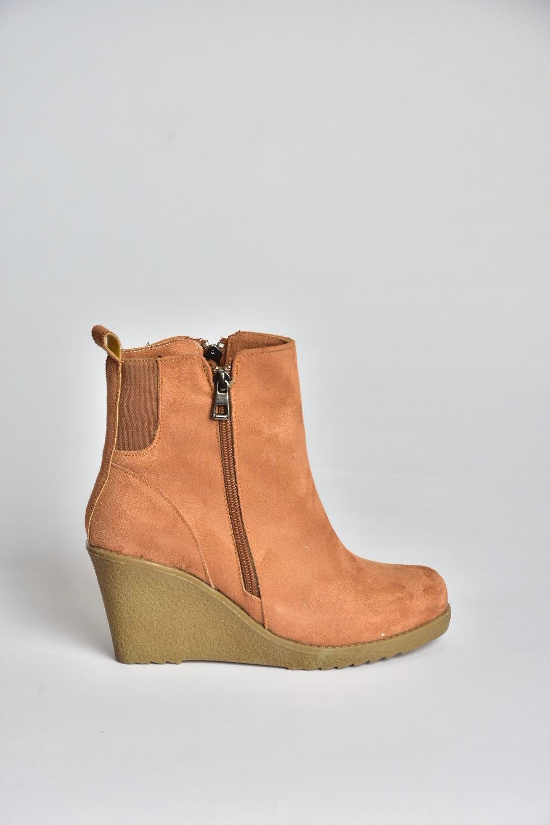 V361196802 Taba Süet Dolgu Topuklu Kadın Bot