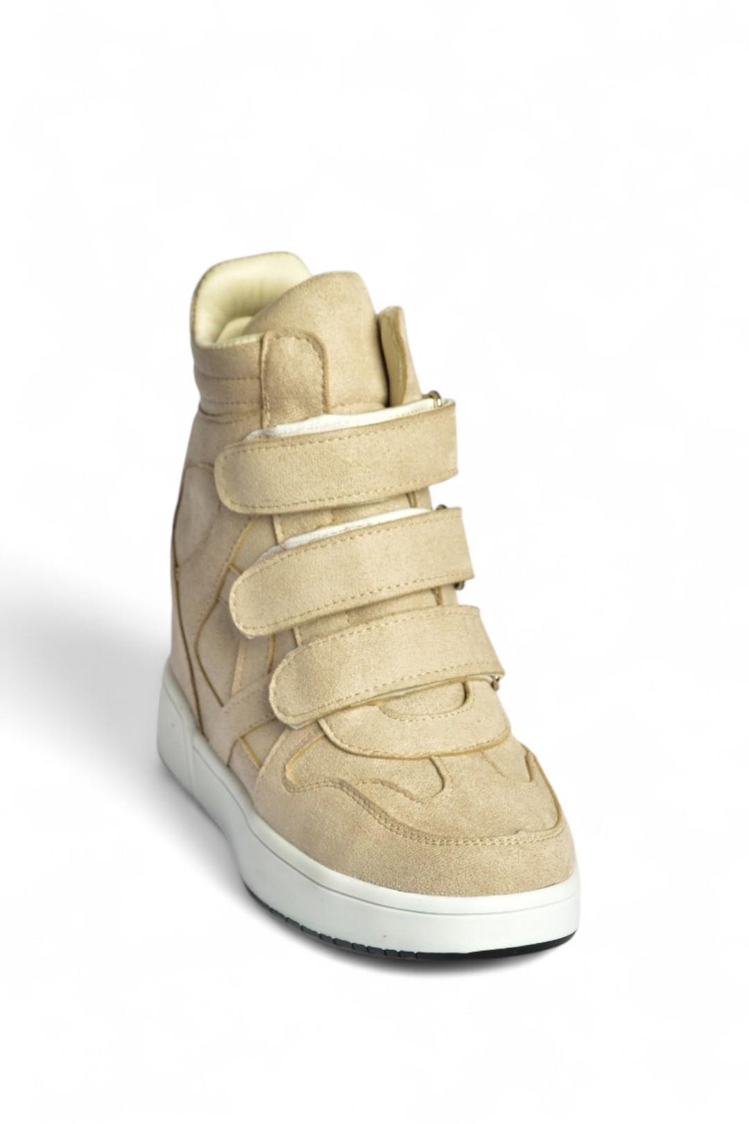 V367856002 Bej Süet Gizli Topuklu Cırtlı Spor Bot