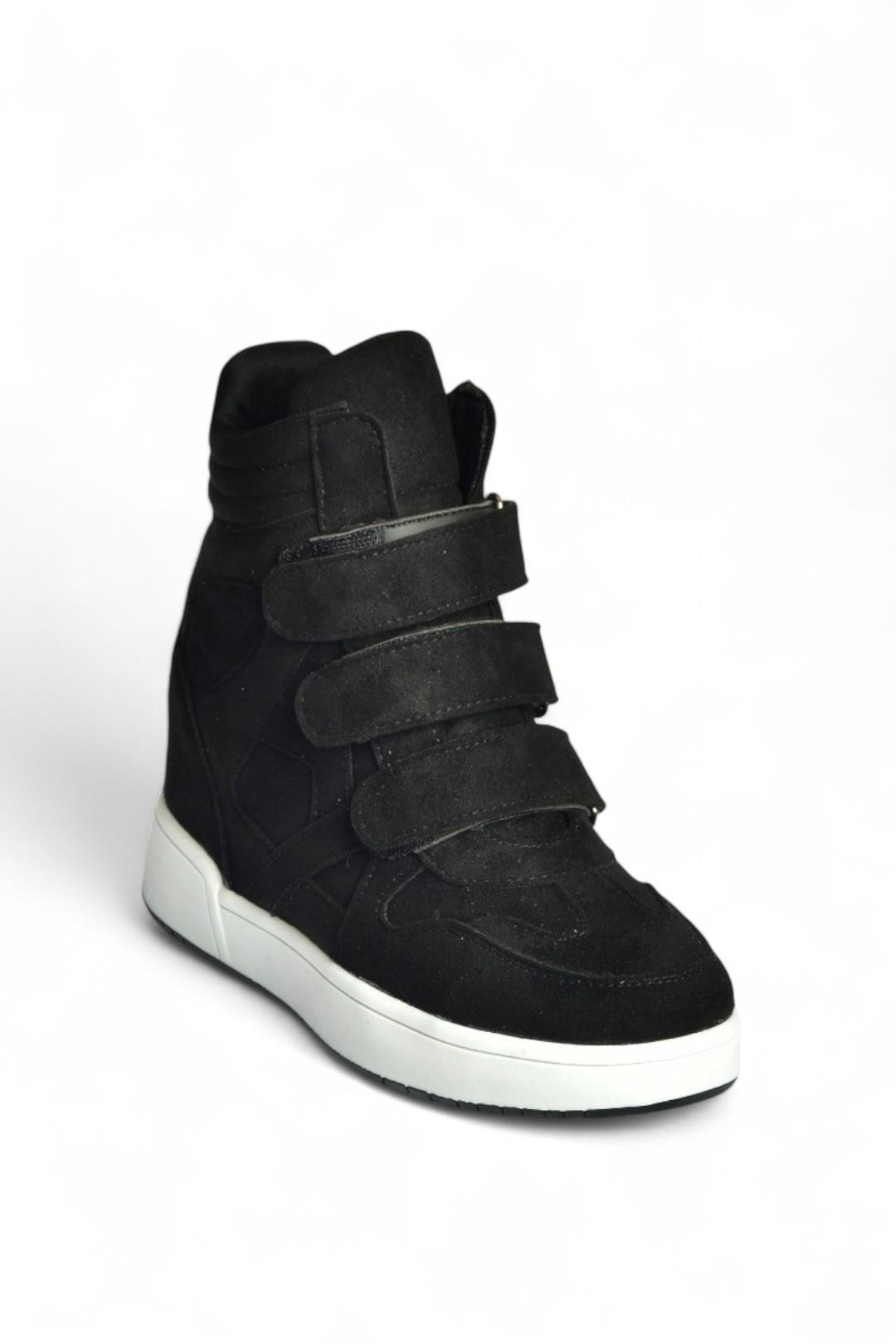 V367856002 Siyah Süet Gizli Topuklu Cırtlı Spor Bot