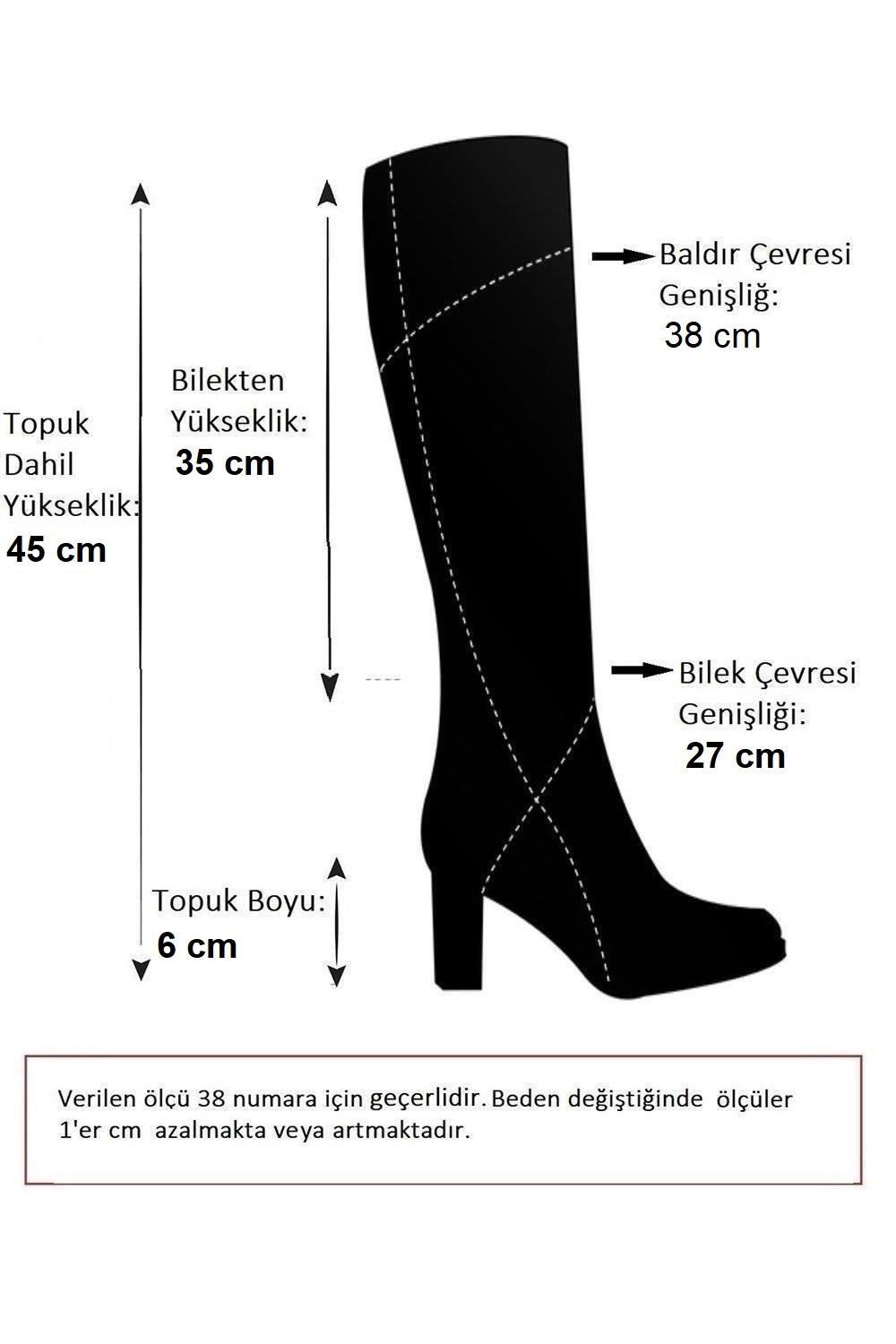 V468213103 Kahverengi Hakiki Deri Kalın Topuklu Kadın Çizme