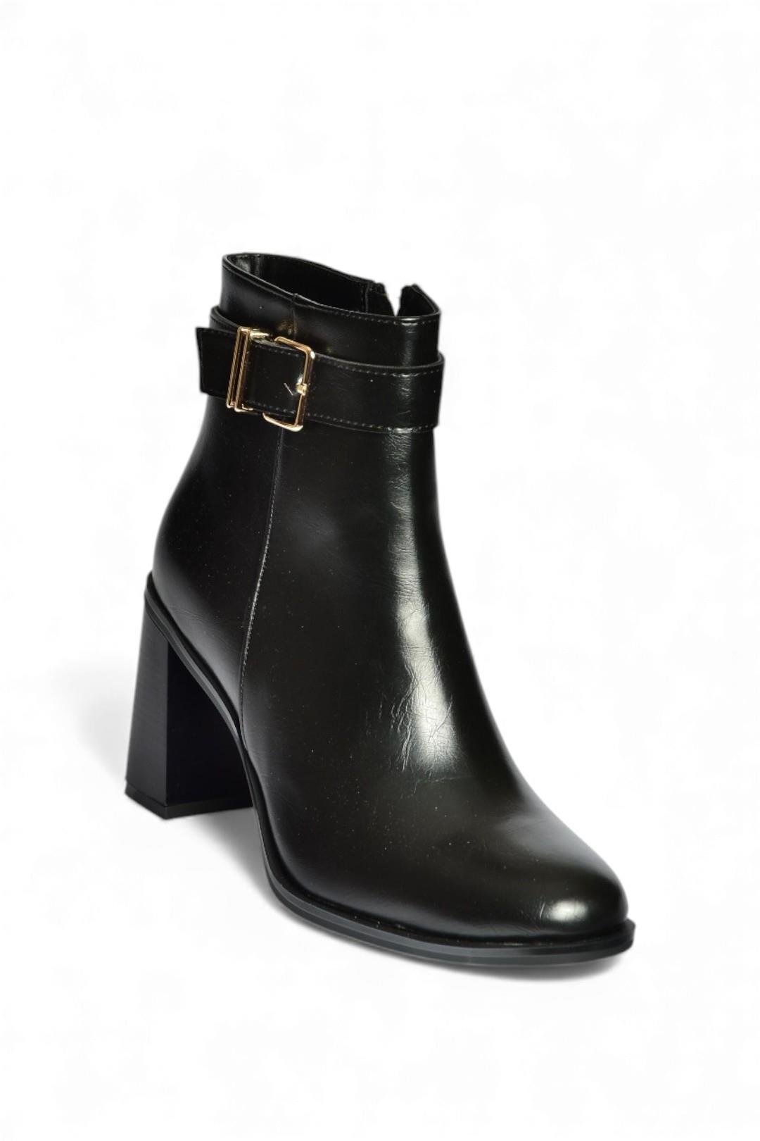 V518102009 Siyah Kalın Topuklu Kadın Bot