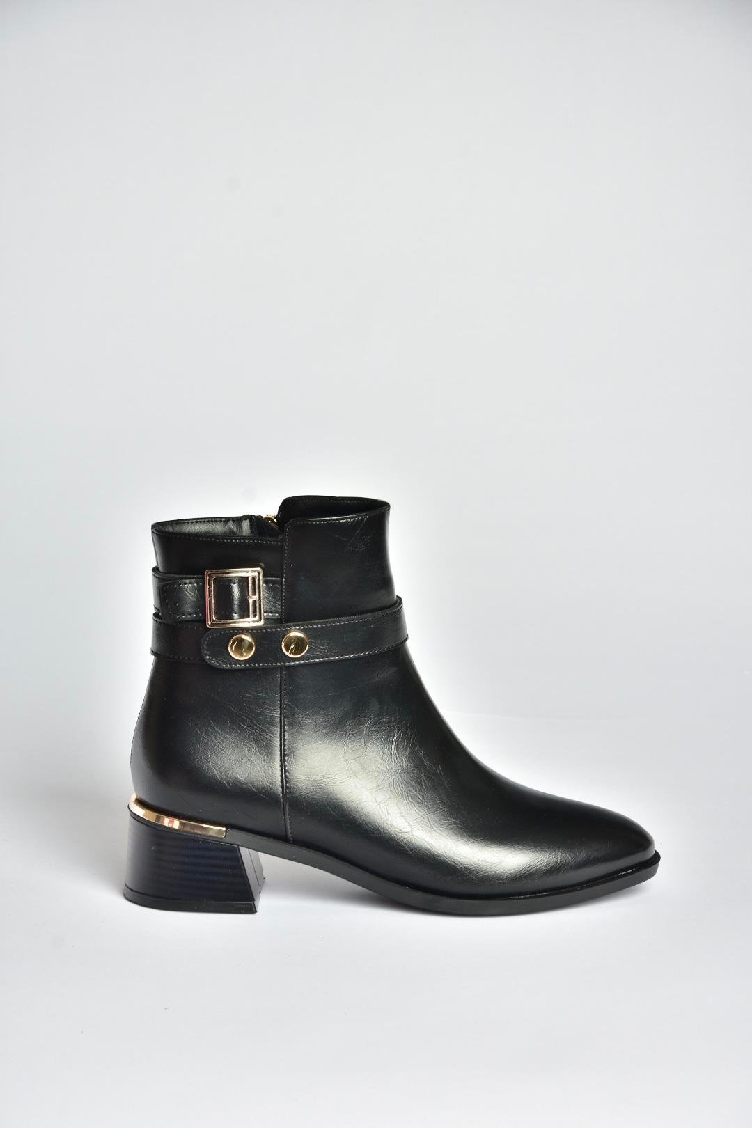 V518978109 Siyah Kalın Alçak Topuklu Kadın Bot